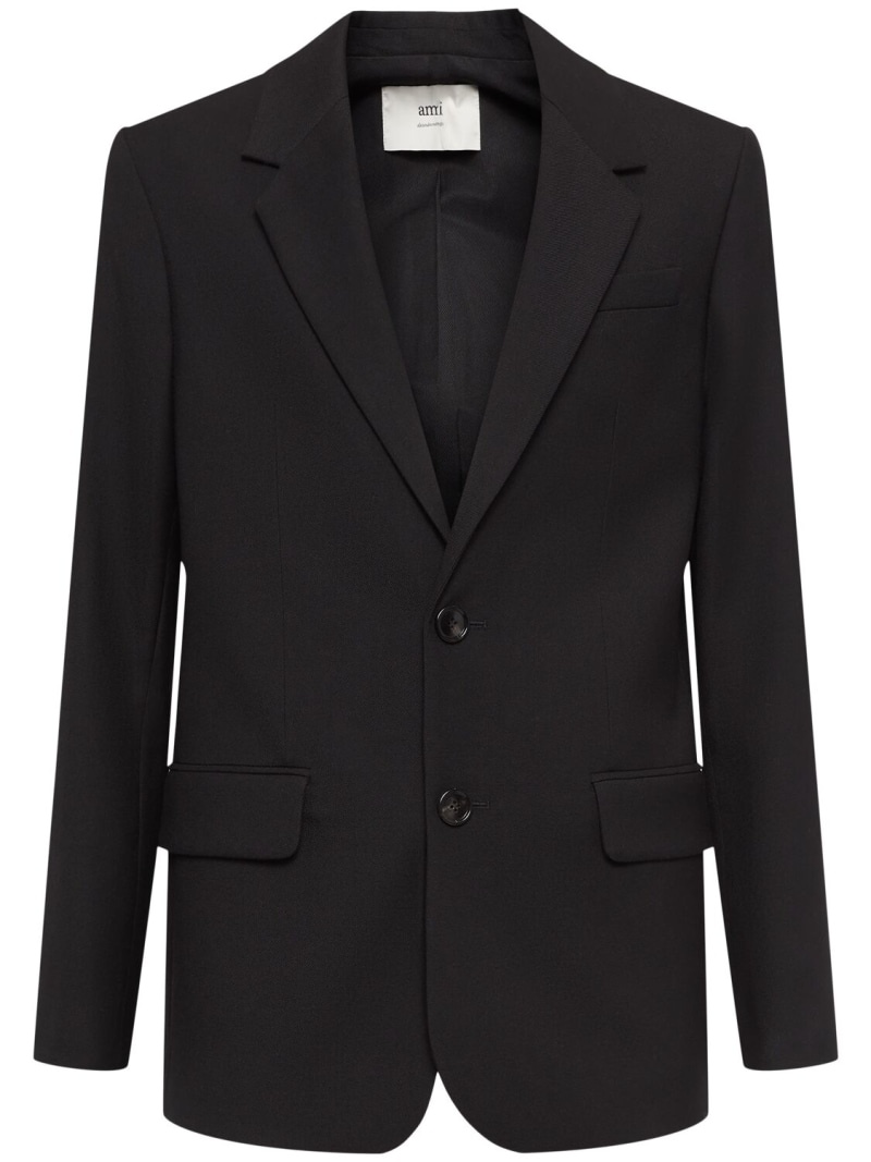 Single breasted wool gabardine blazer - 1