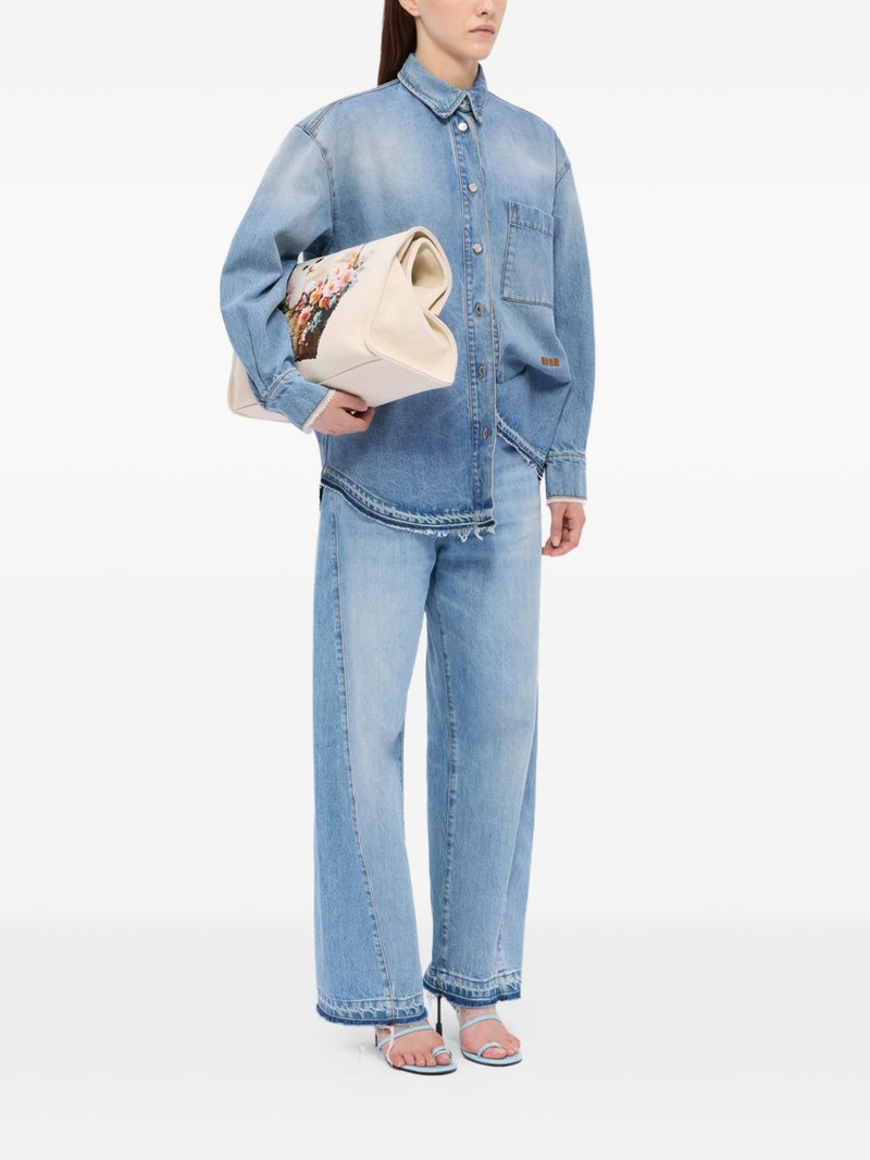 MSGM logo-embroidered denim shirt outlook