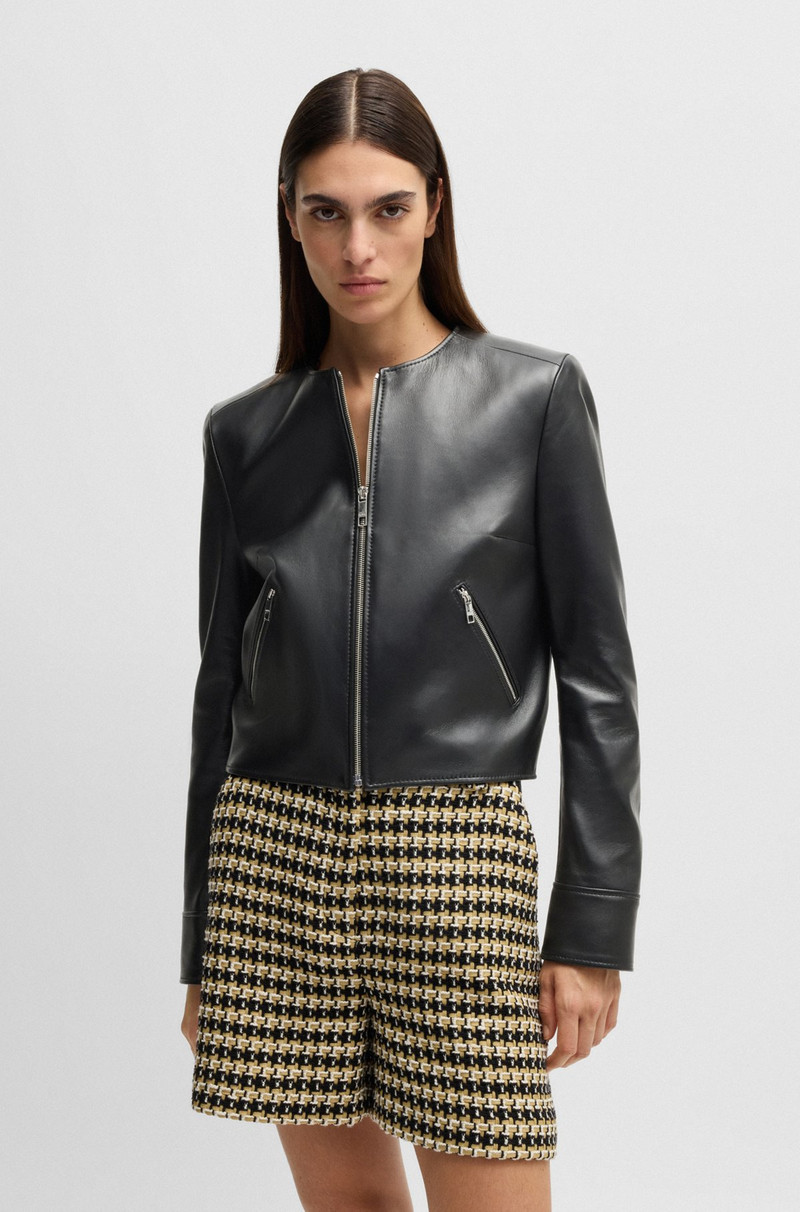 COLLARLESS LEATHER JACKET WITH ZIP CLOSURE 2