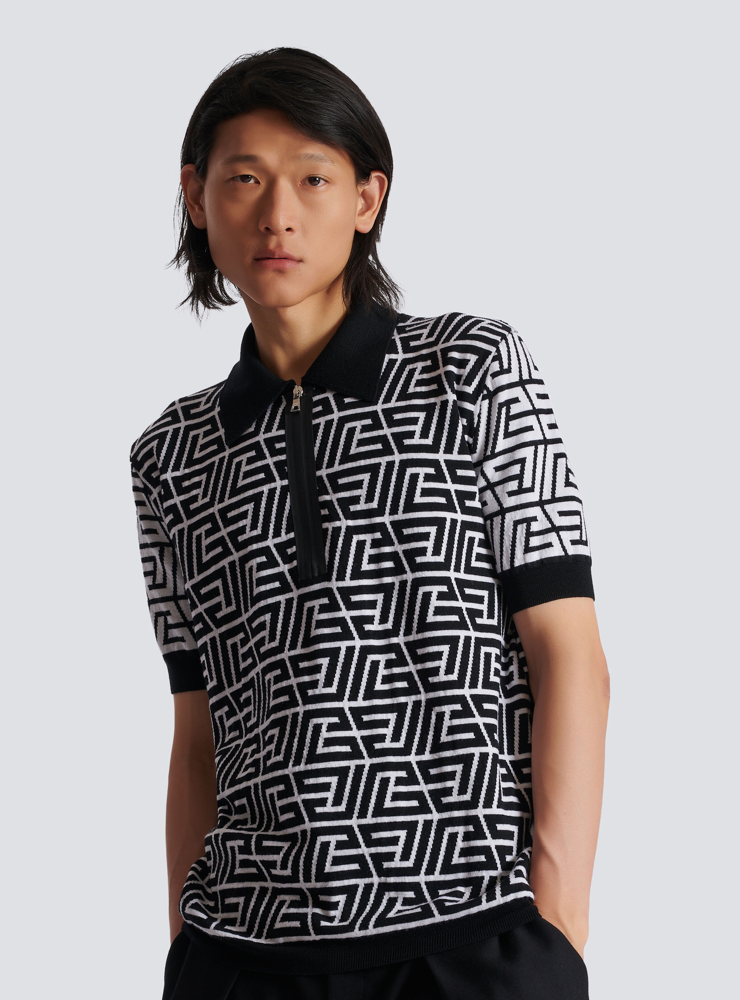 Cotton polo shirt with pyramid monogram - 6