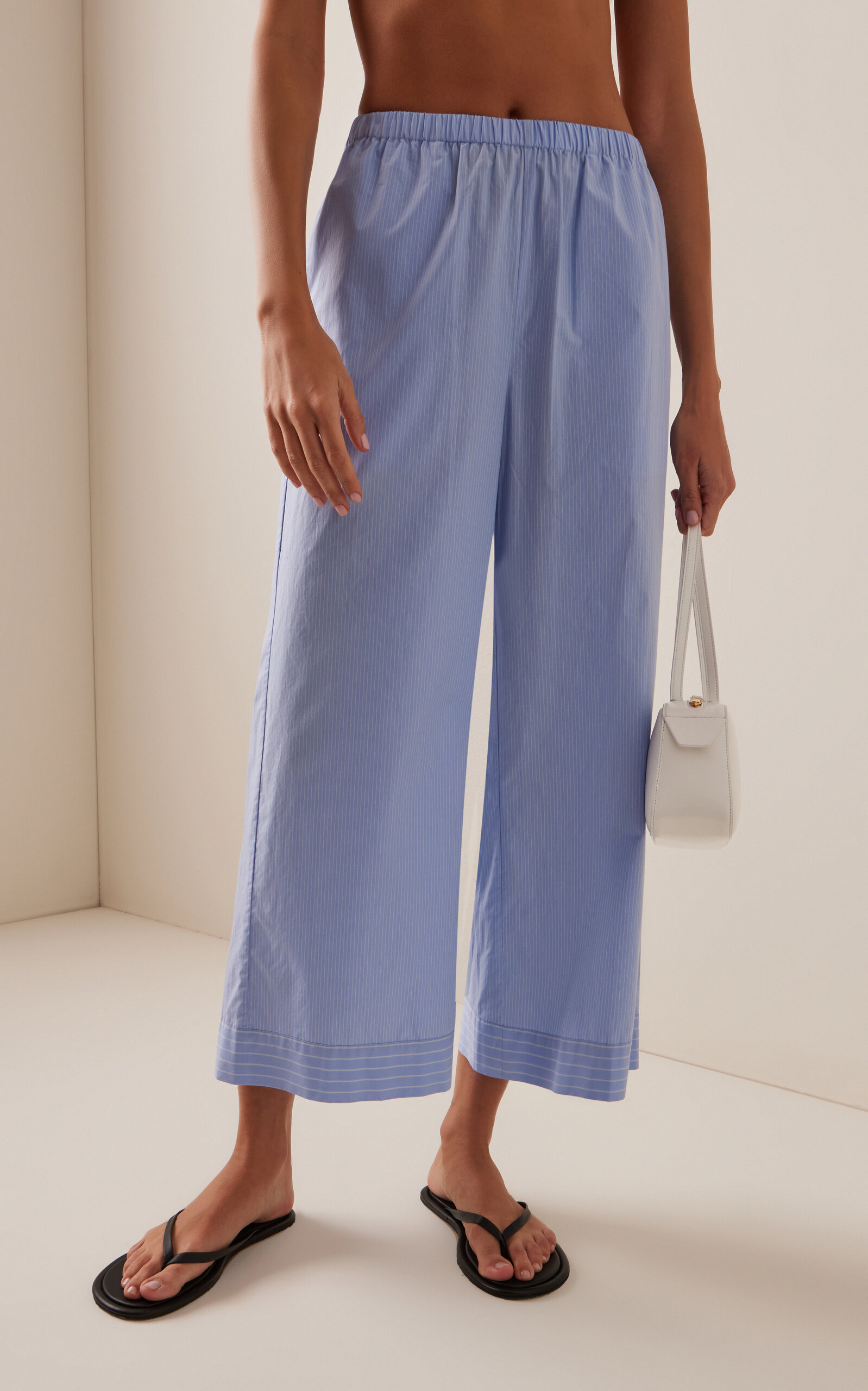 Mirabello Cropped Organic Cotton Flare Pants stripe - 3