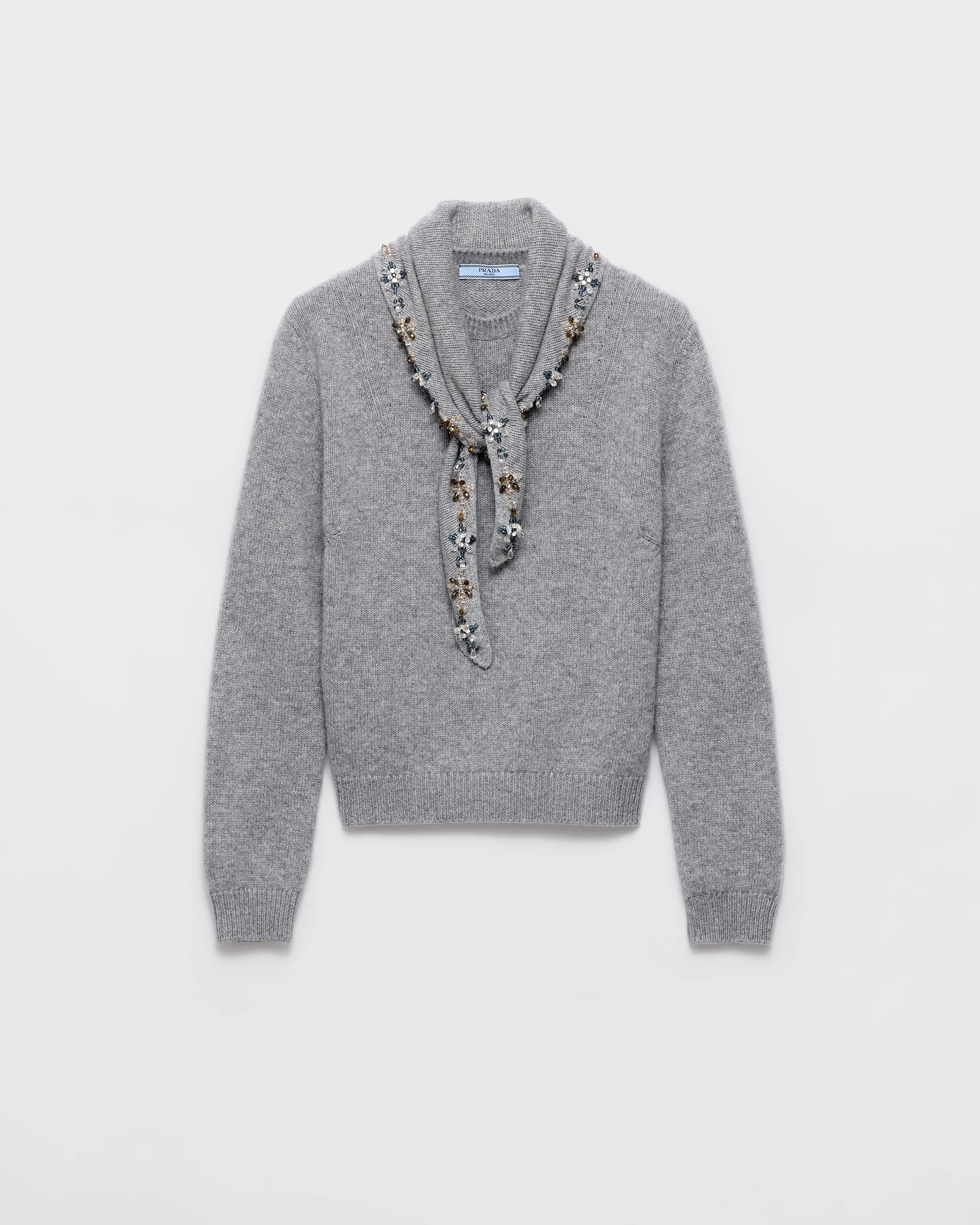 Cashmere crew-neck sweater with scarf - 1