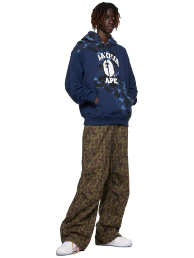 A BATHING APE® Navy Color Camo Hoodie outlook