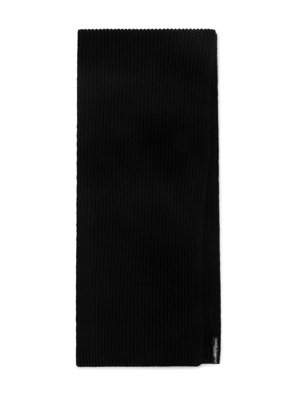 logo-patch knitted scarf - 3