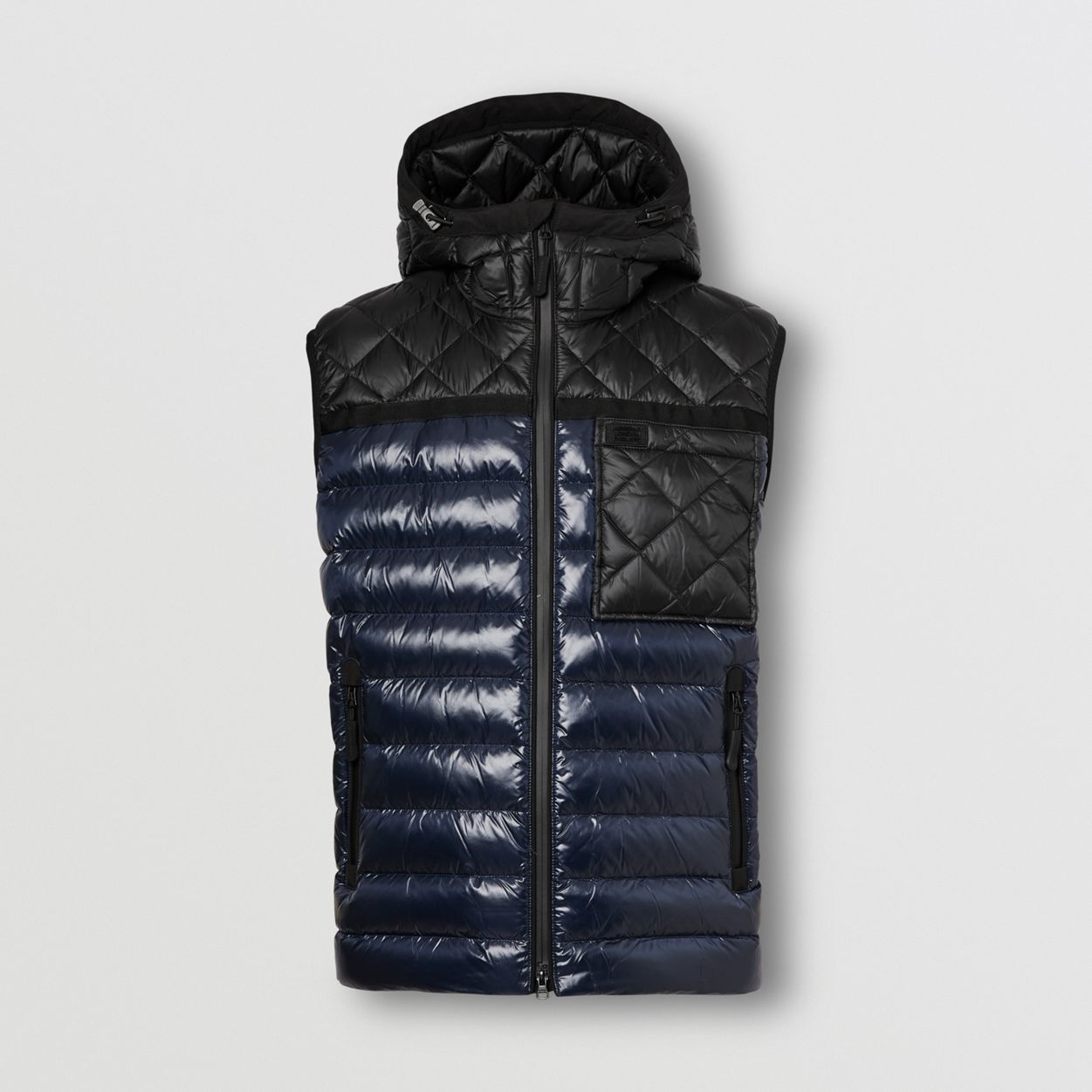 Diamond Quilted Panel Hooded Puffer Gilet - 1