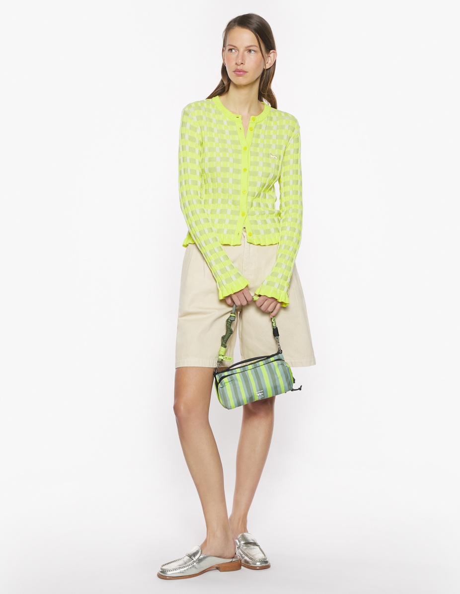 CHECKED RIBBED CARDIGAN - 2