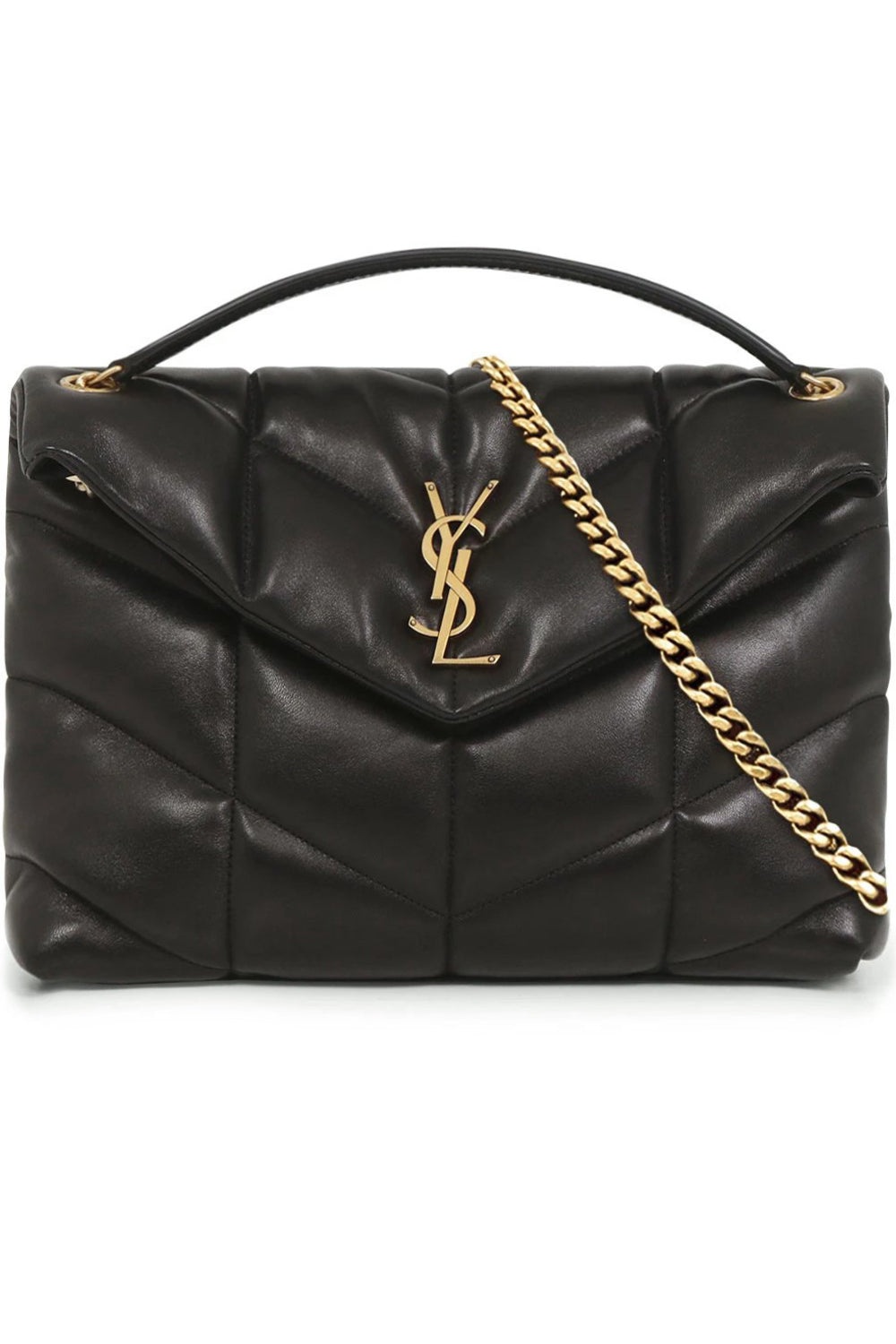 LOULOU MEDIUM PUFFER BAG BLACK/GOLD - 1