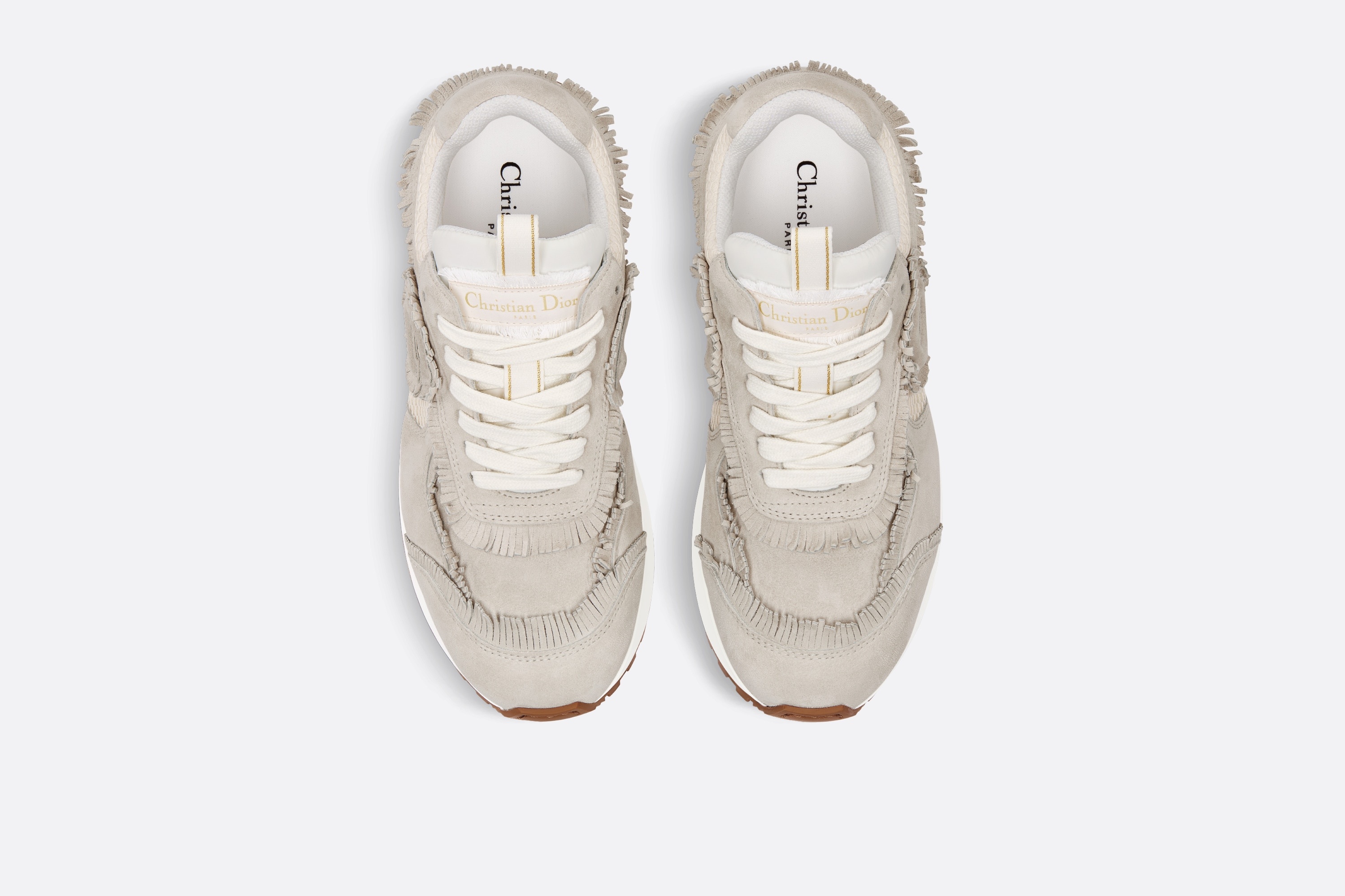 スニーカー C'est Dior Suede Calfskin & Mesh Fringe Sneaker CHRISTIAN DIOR Suede C'est Dior Sneakers 40 Ecru 1659203