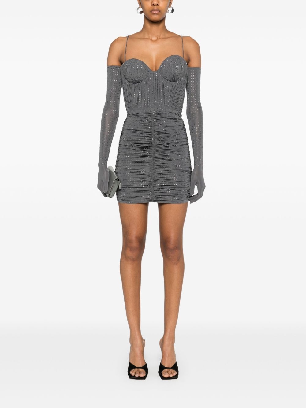 crystal ruched mini dress - 2
