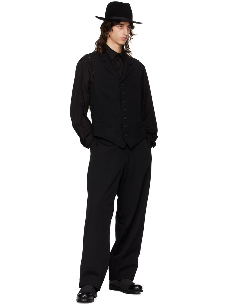 Yohji Yamamoto Black Notched Lapel Gabardine Waistcoat outlook