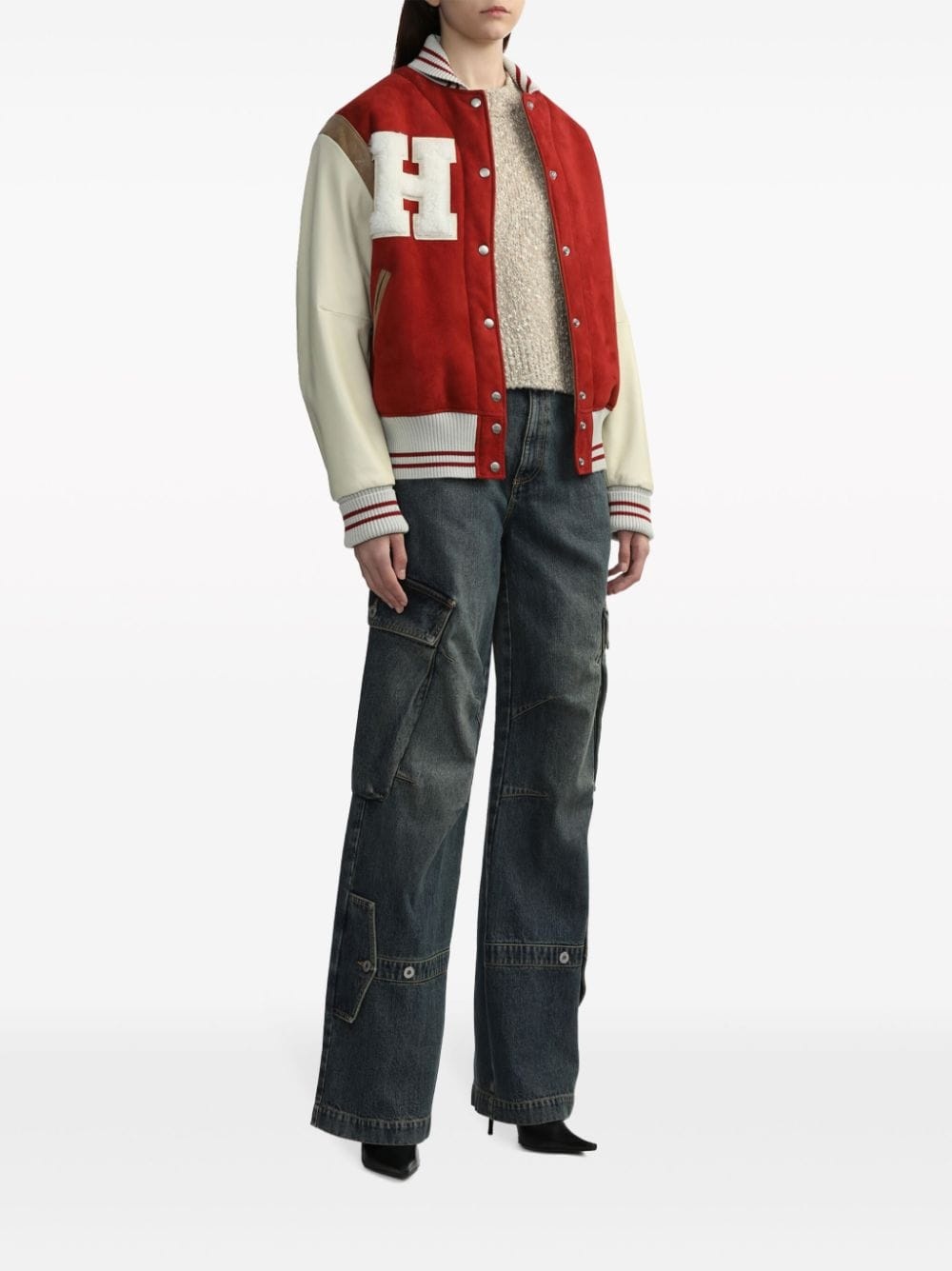 high-rise wide-leg cargo jeans - 2