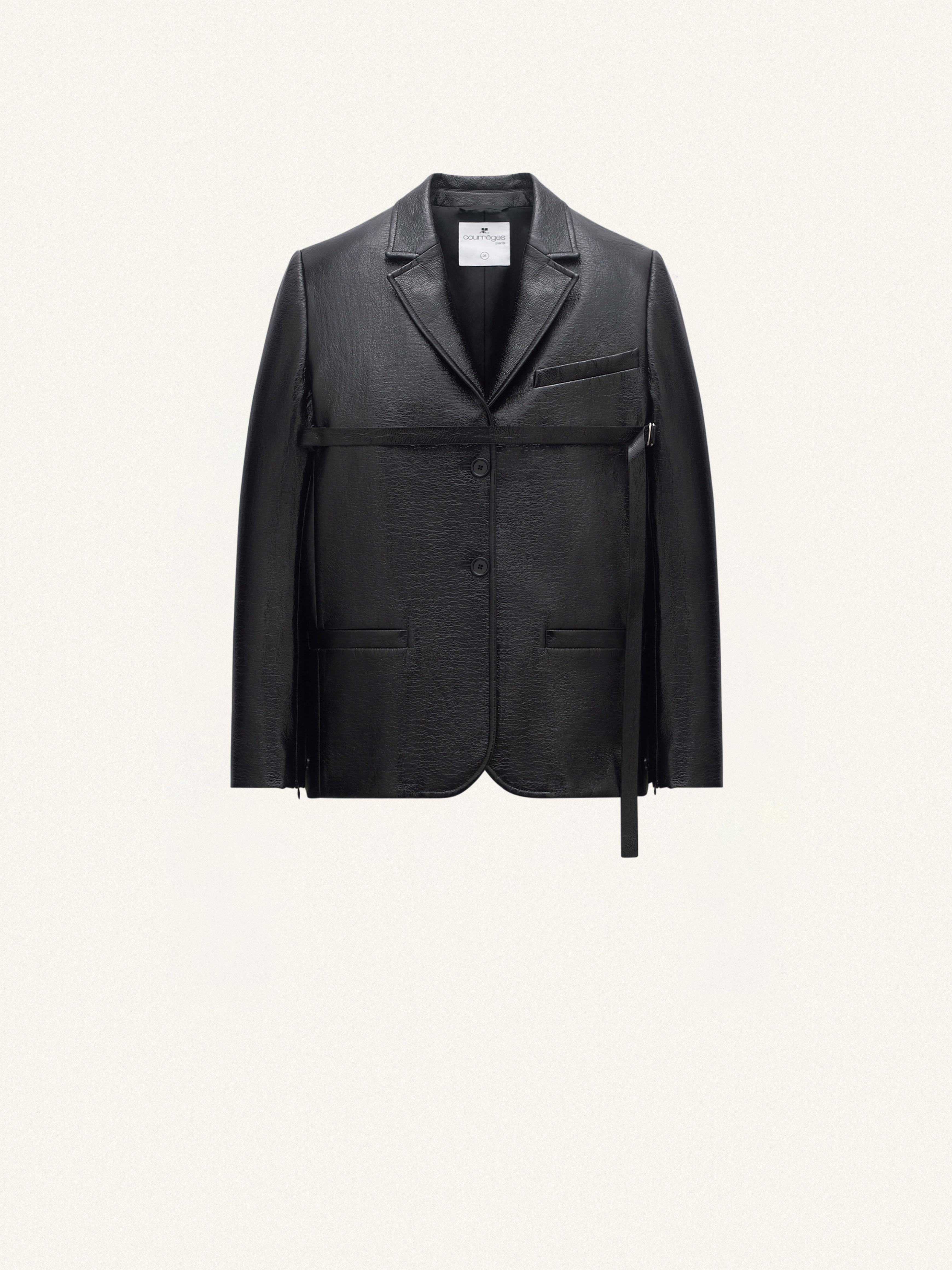 Courrèges Heritage belted vinyl tailored coat - Black
