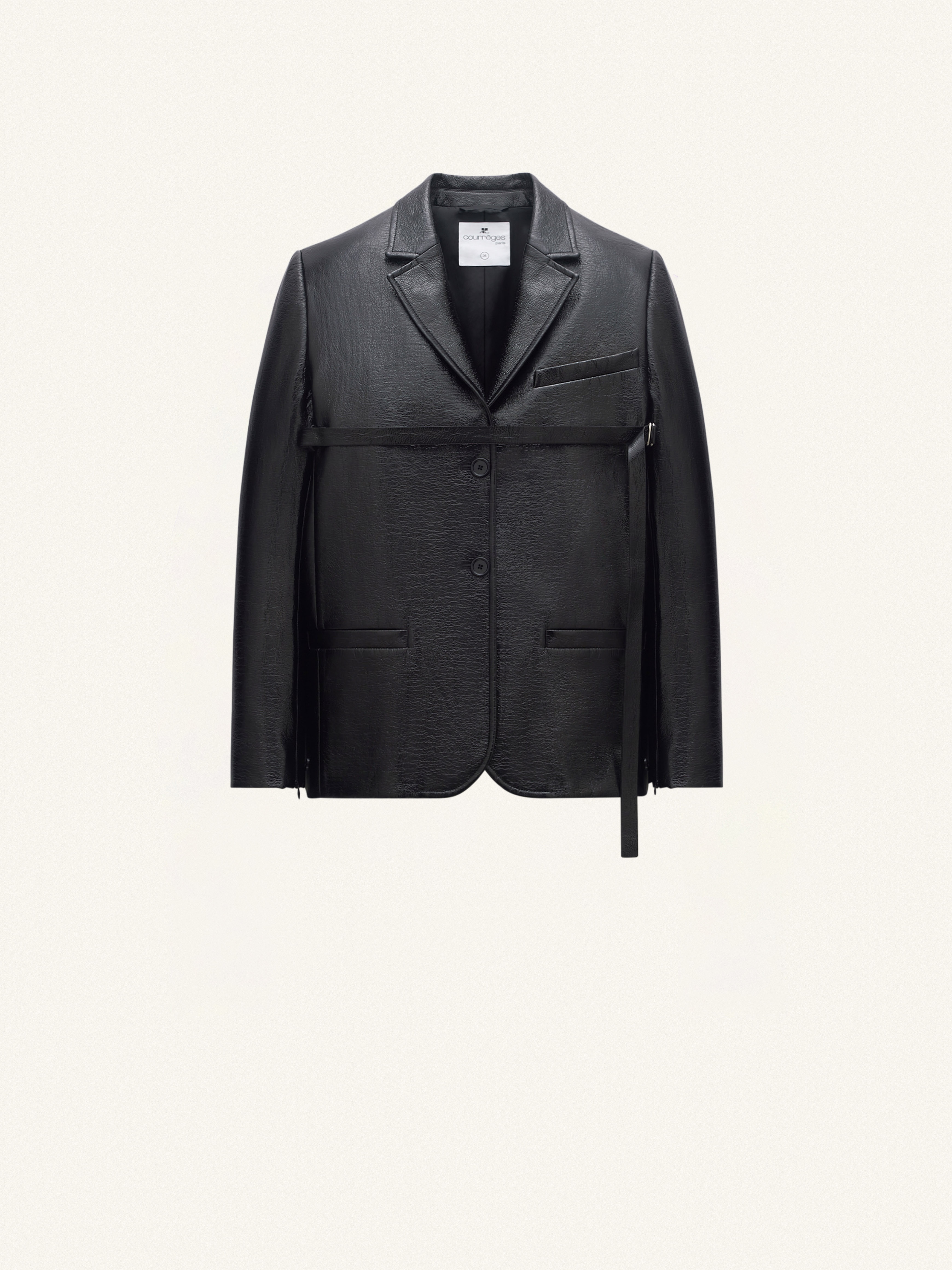 Courrèges Heritage belted vinyl tailored coat - Black