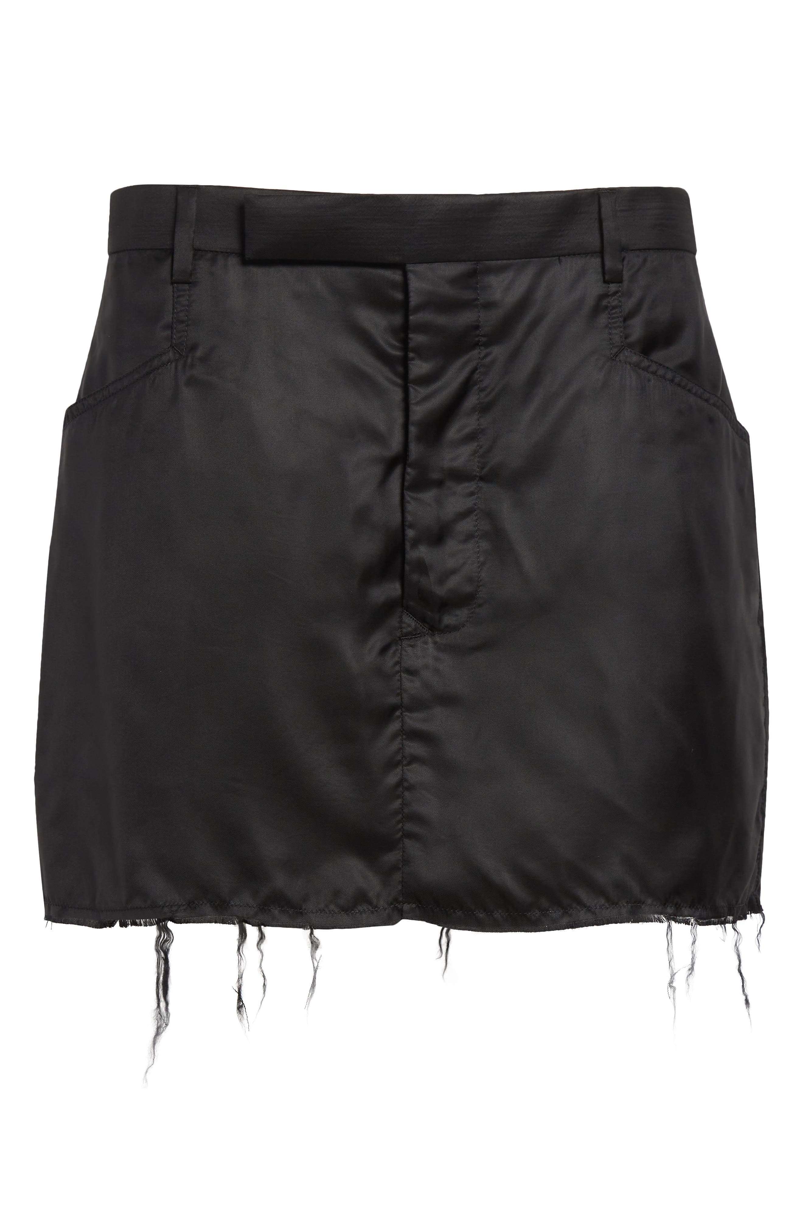 Rick Owens Firbanks Raw Edge Satin Miniskirt in Black at Nordstrom - 6