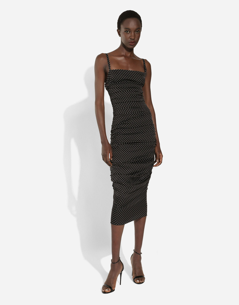 Dolce & Gabbana Charmeuse sheath dress with micro polka-dot print: outlook