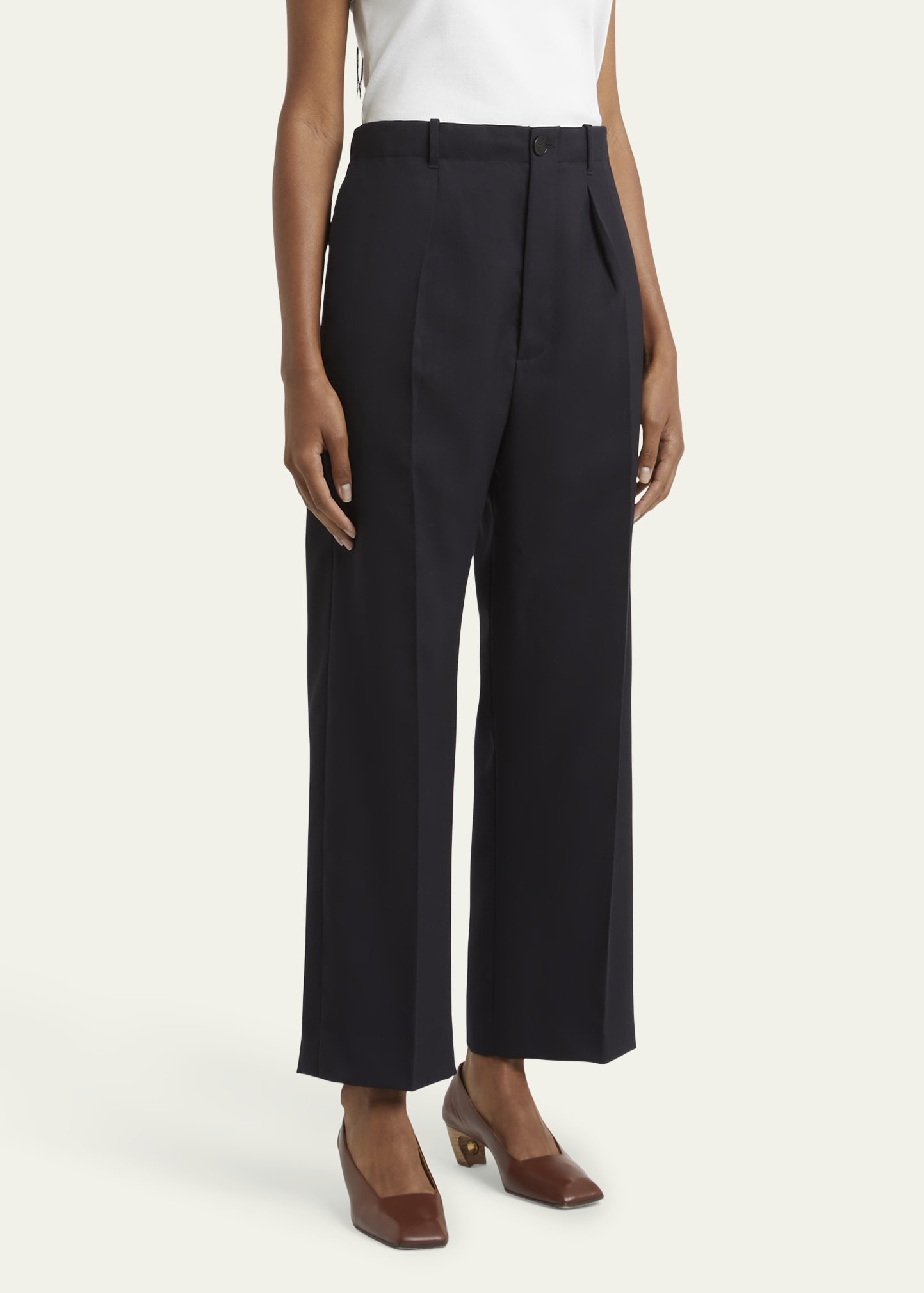 Pleated Wool Gabardine Chino Pants - 4