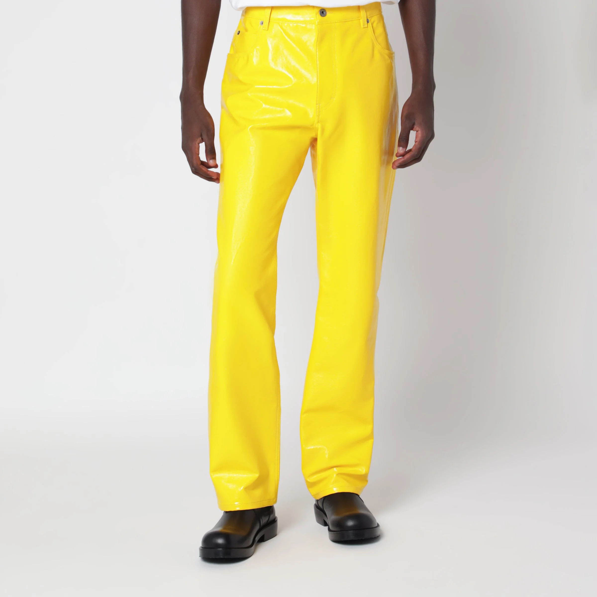 Yellow cotton blend trousers - 1
