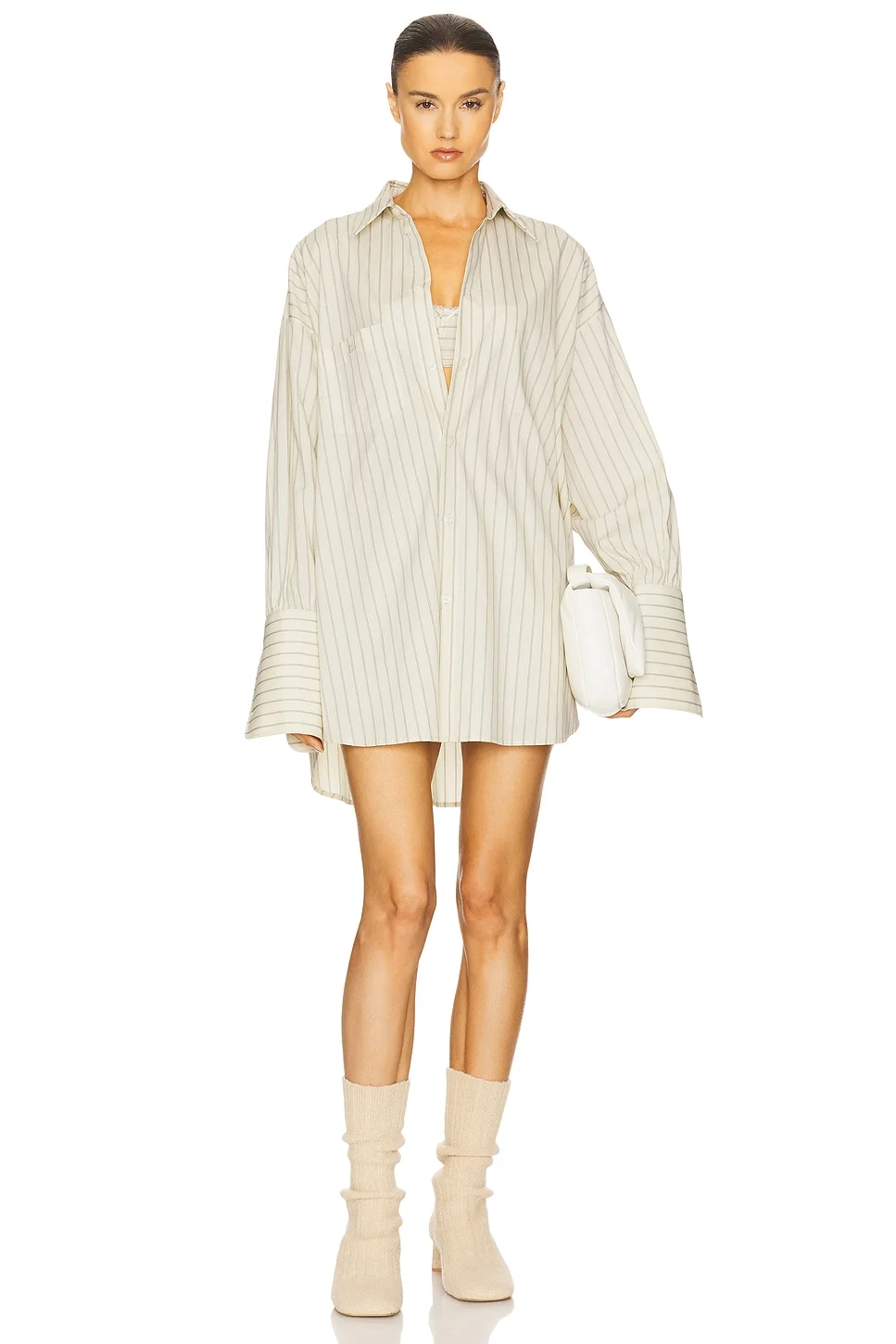 Pinstripe Poplin Oversized Shirt - 1