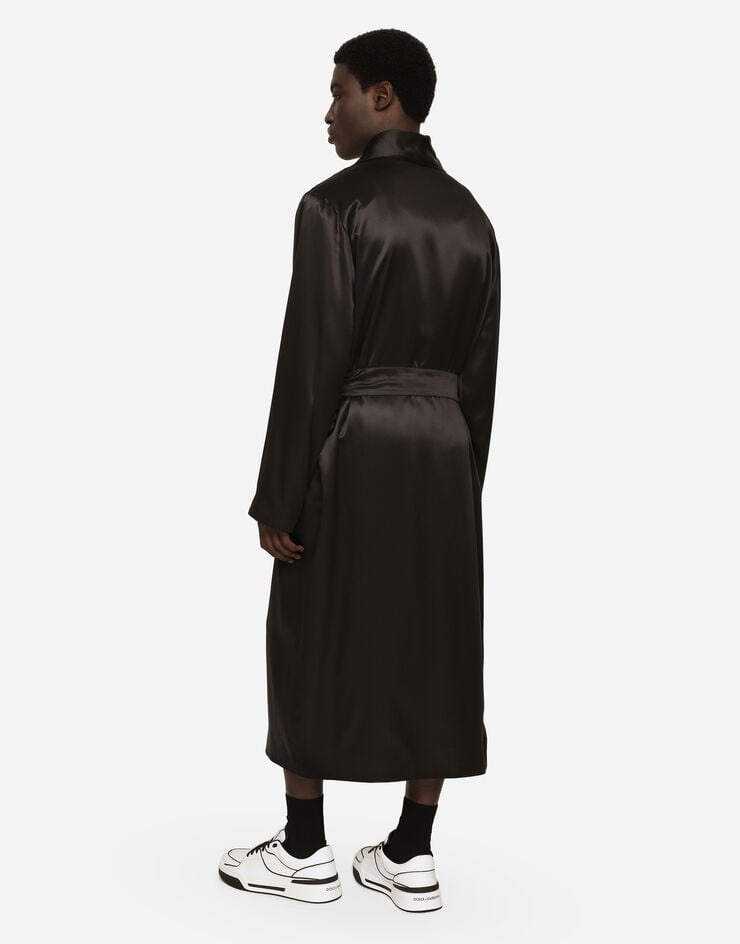 Silk satin robe with metal DG logo - 3