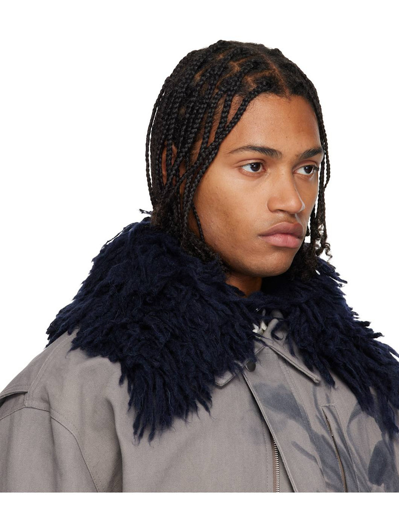 Dries Van Noten Navy Shag-Knit Collar outlook