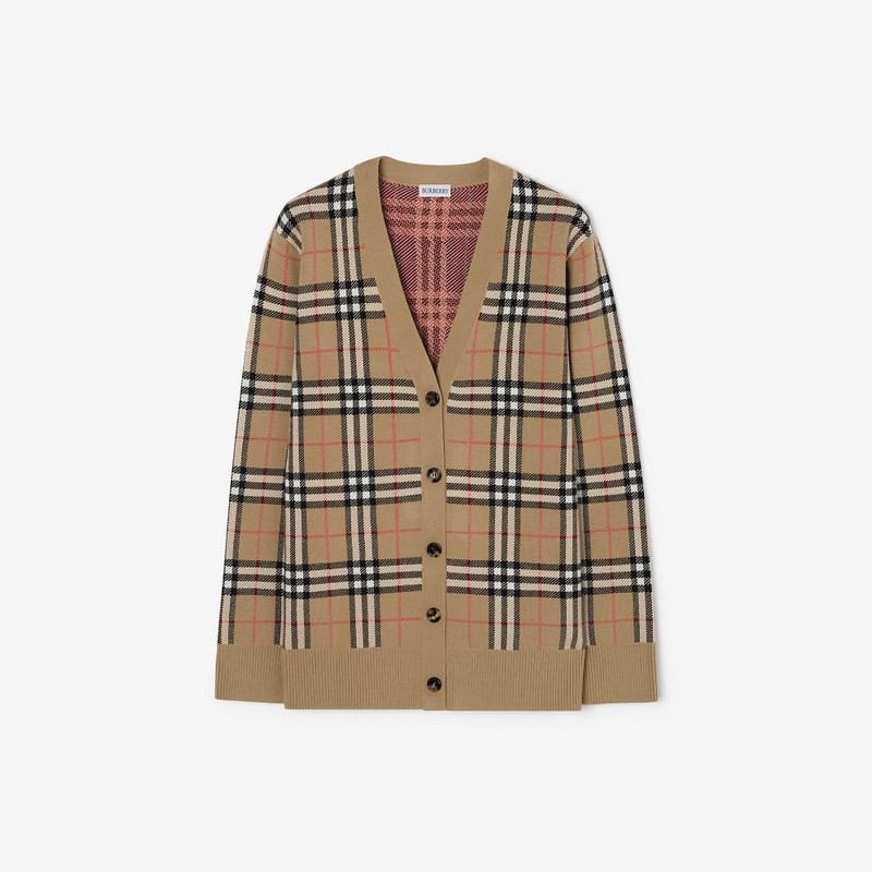 Check Cotton Wool Cardigan 1