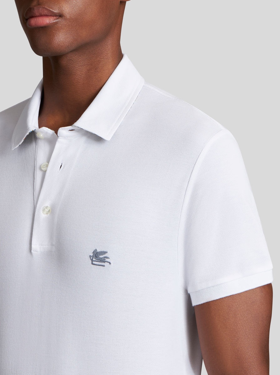 POLO SHIRT WITH LOGO AND PAISLEY UNDERCOLLAR - 3