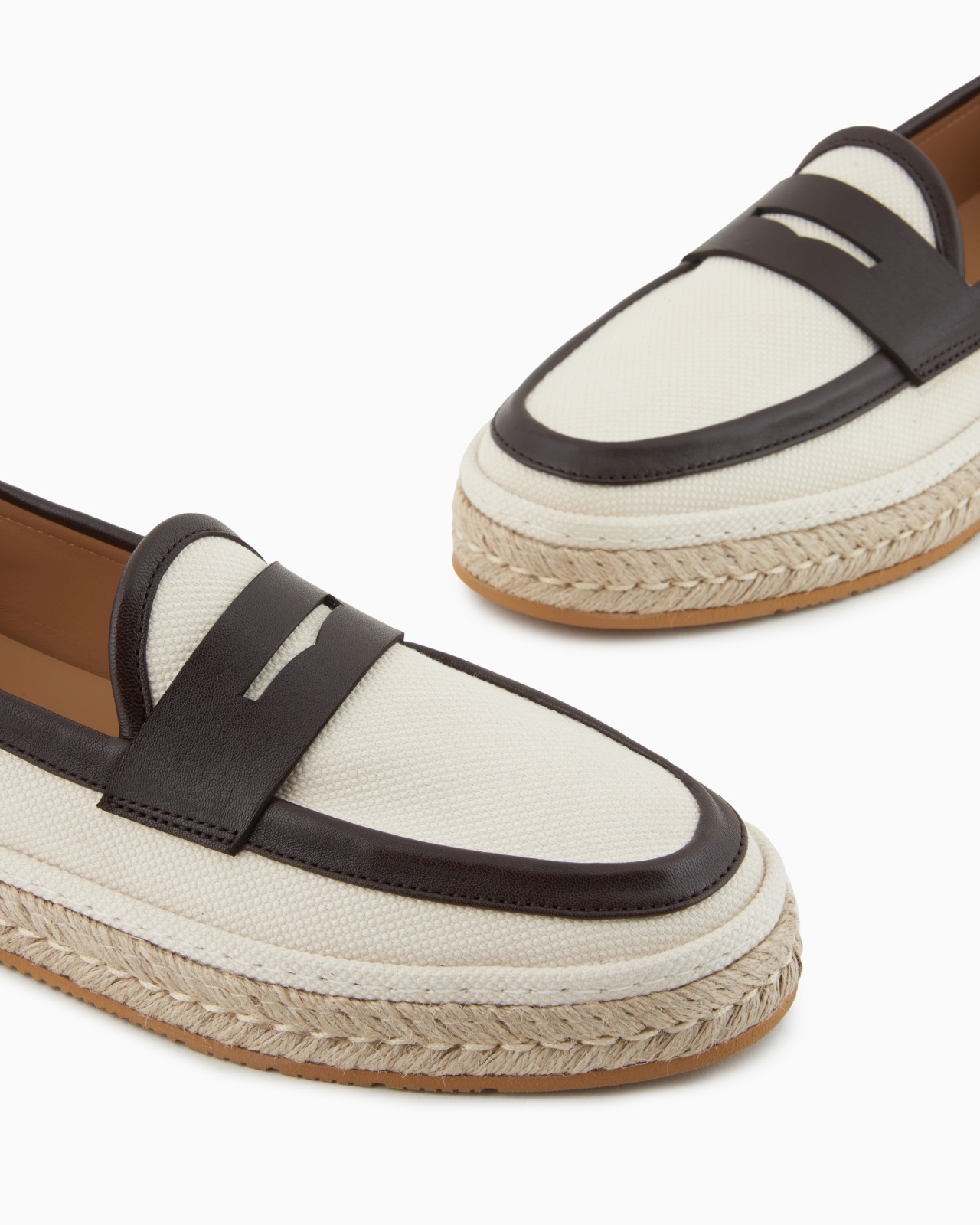 CANVAS AND NAPPA LEATHER LOAFERS WITH A ROPE SOLE - 5