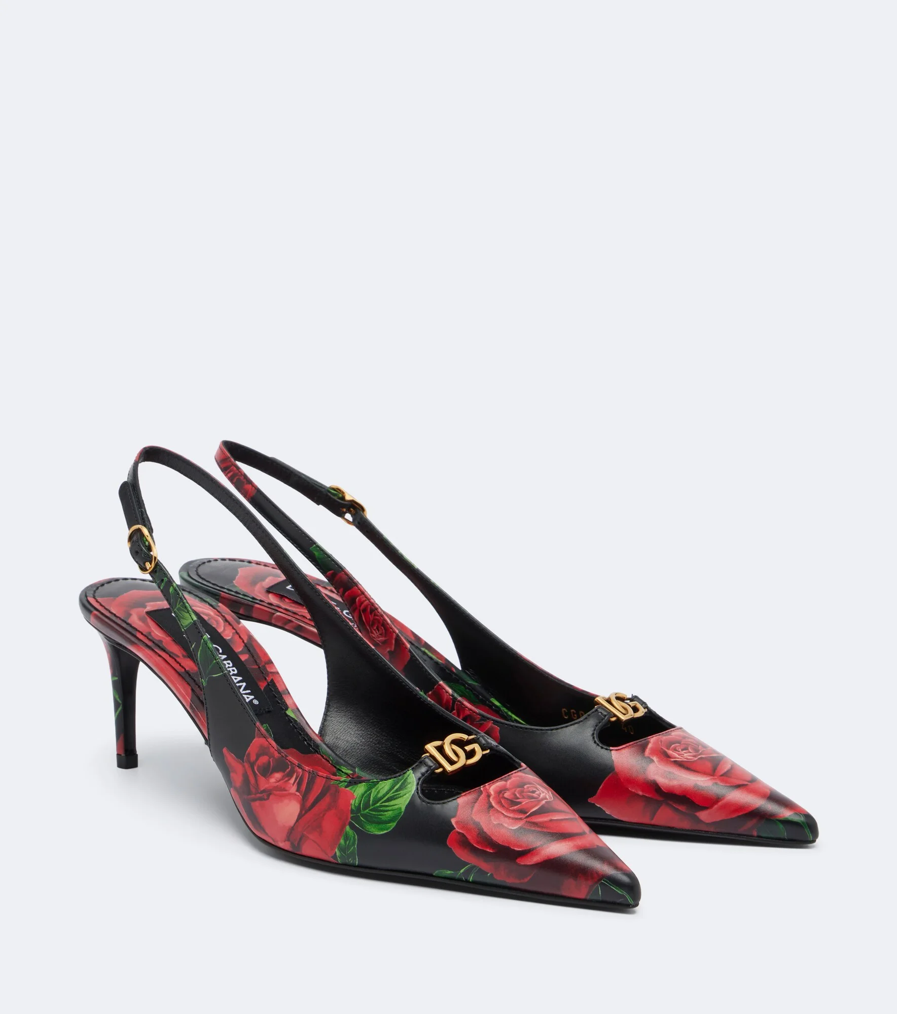DG floral leather slingback pumps - 1