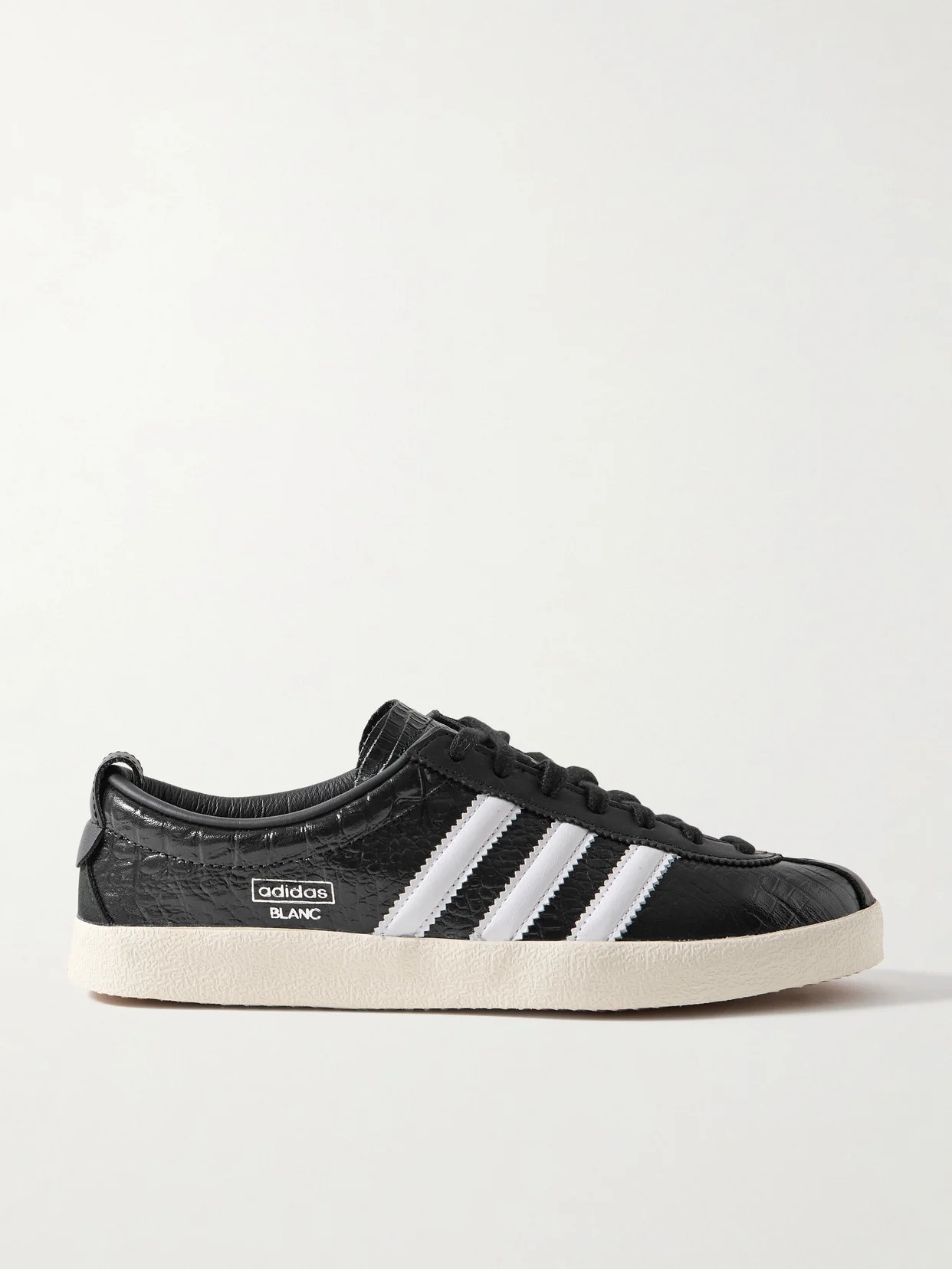 Blanc Croc-effect Glossed-leather Sneakers - 1