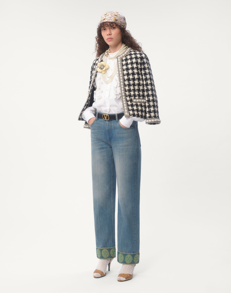Valentino DENIM TROUSERS WITH JACQUARD TRIMS outlook
