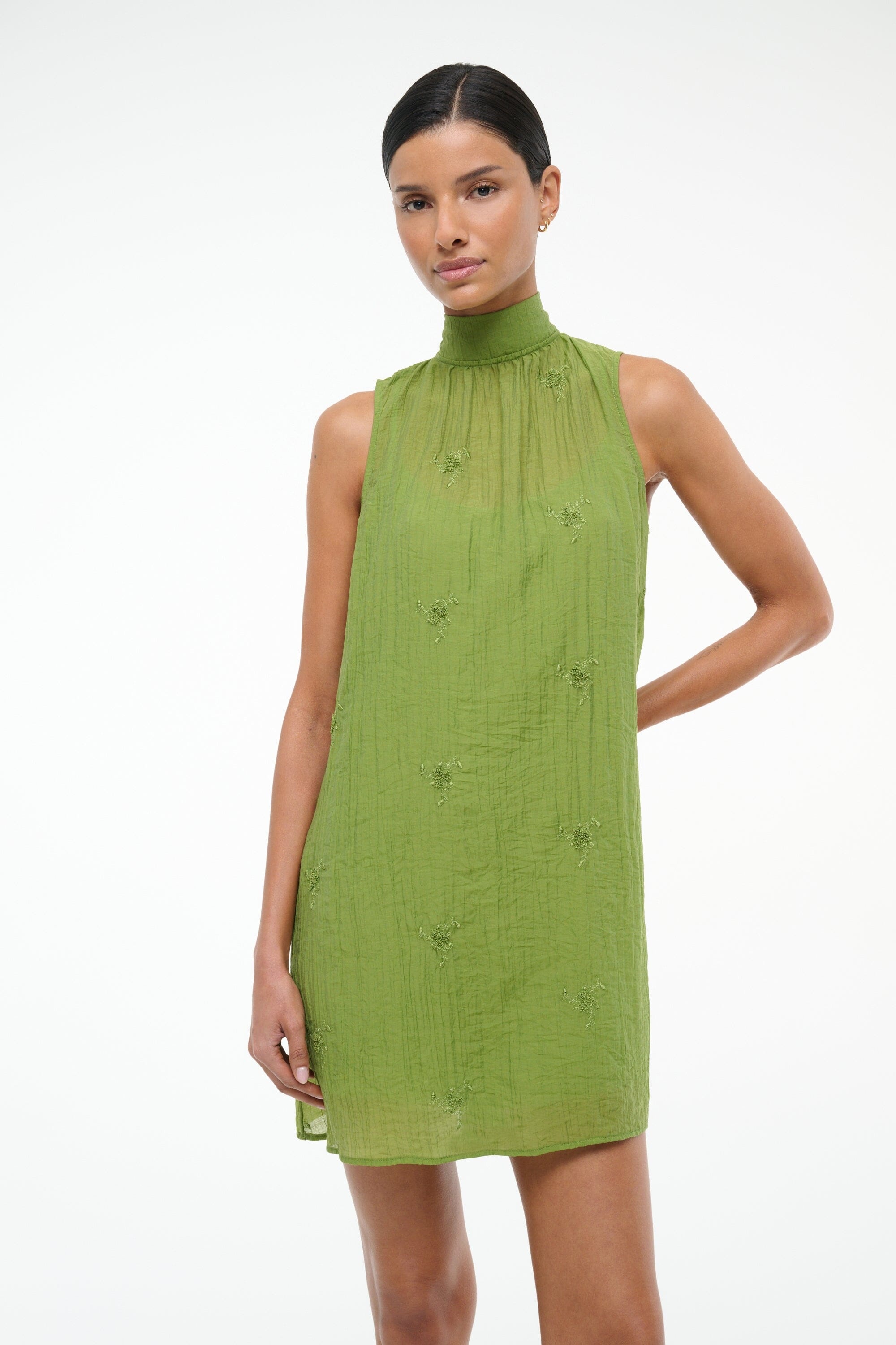 STAUD ADDY MINI DRESS GARDEN GREEN - 5