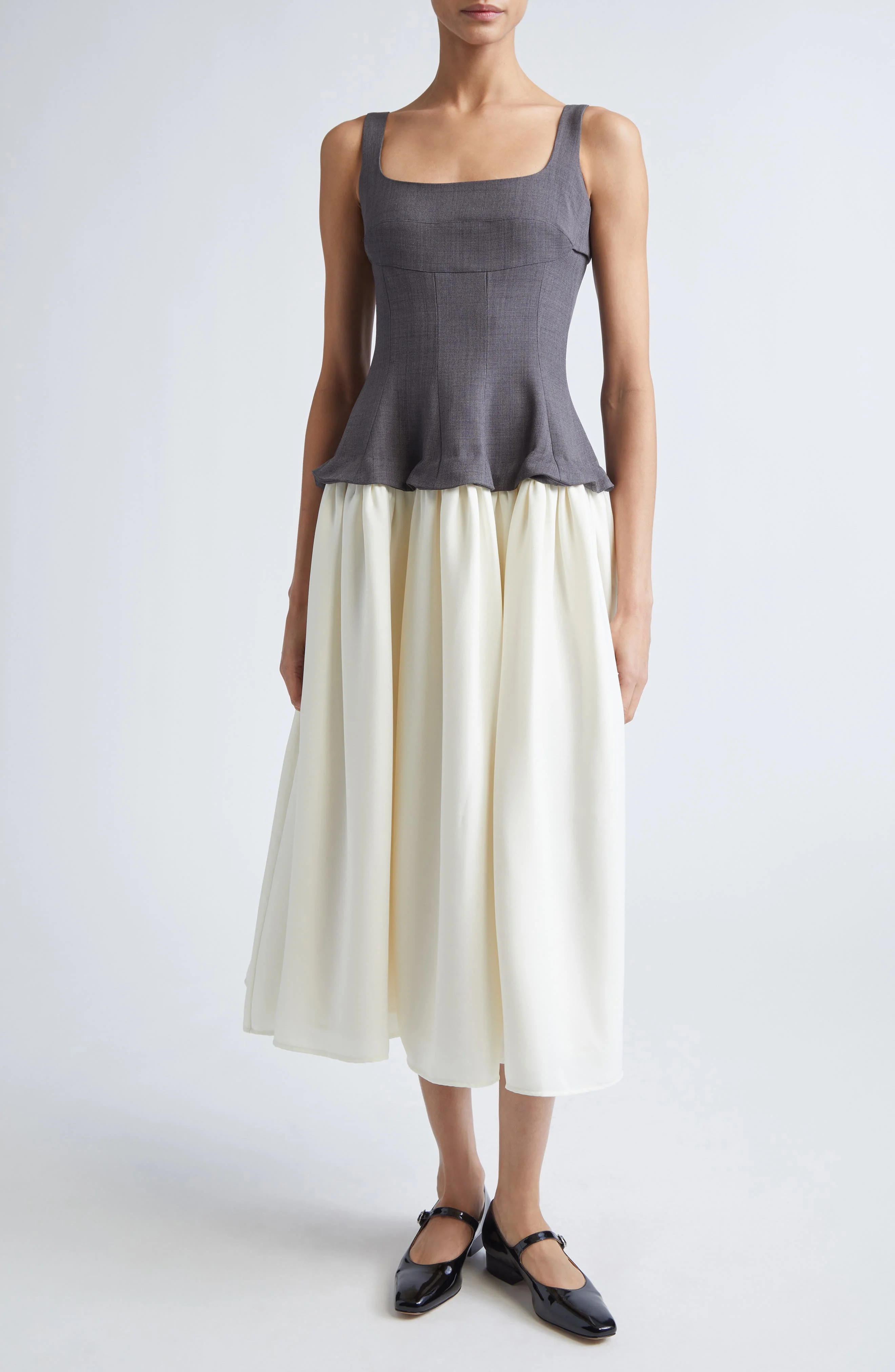 Stine Goya Mixed Media Corset Dress in Melange Grey /Cream at Nordstrom - 1