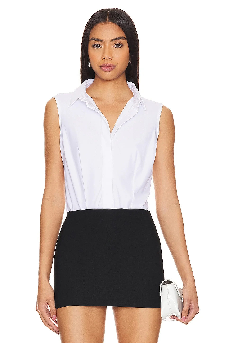 Classic Sleeveless Button Down Bodysuit - 1