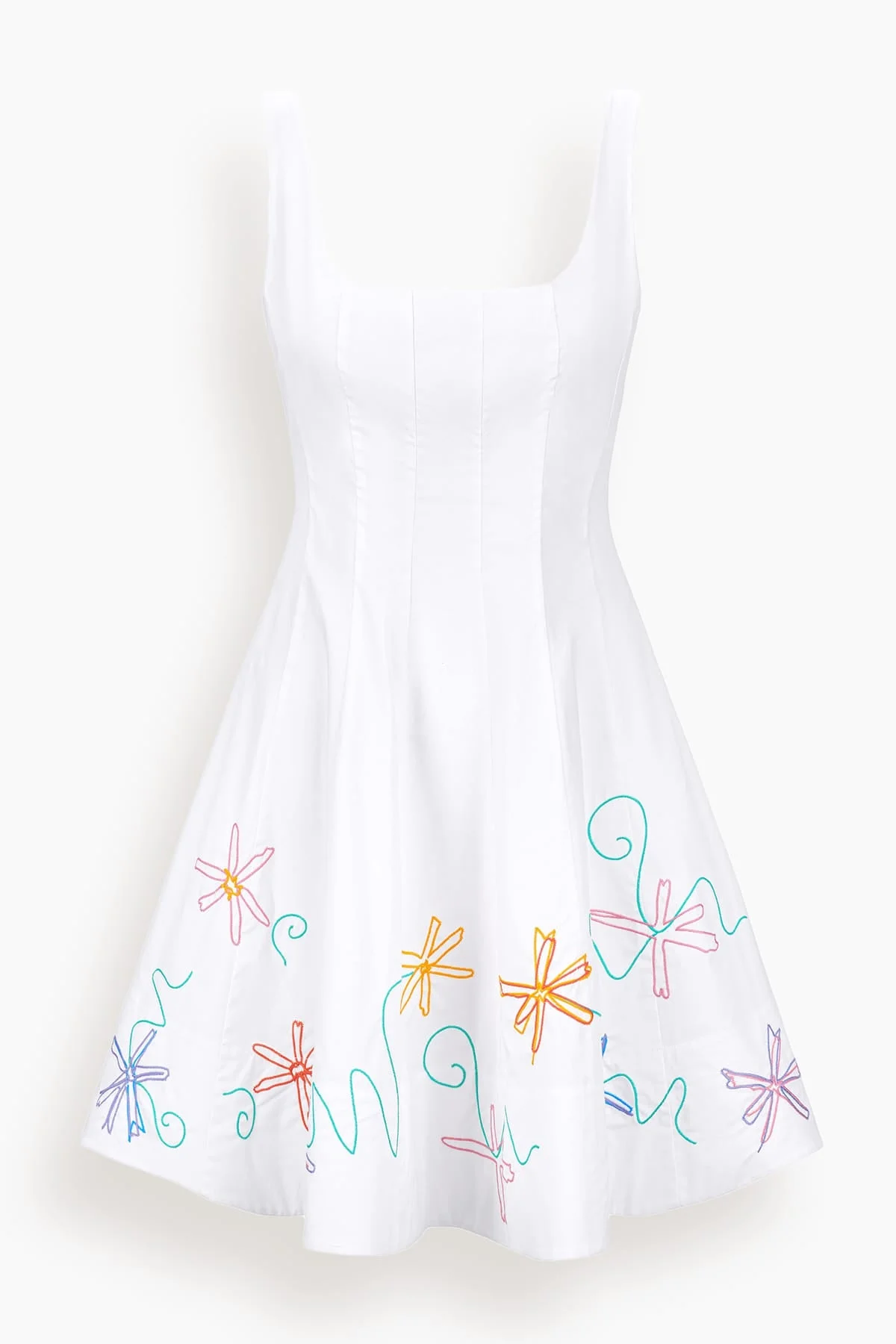 Wells Mini Dress in White Multi Embroidery - 1