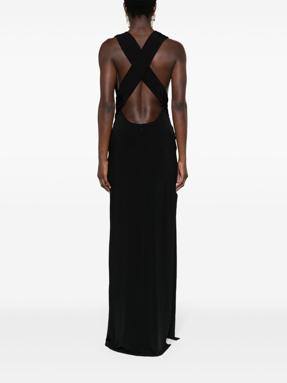 plunging-neck sleeveless gown - 4