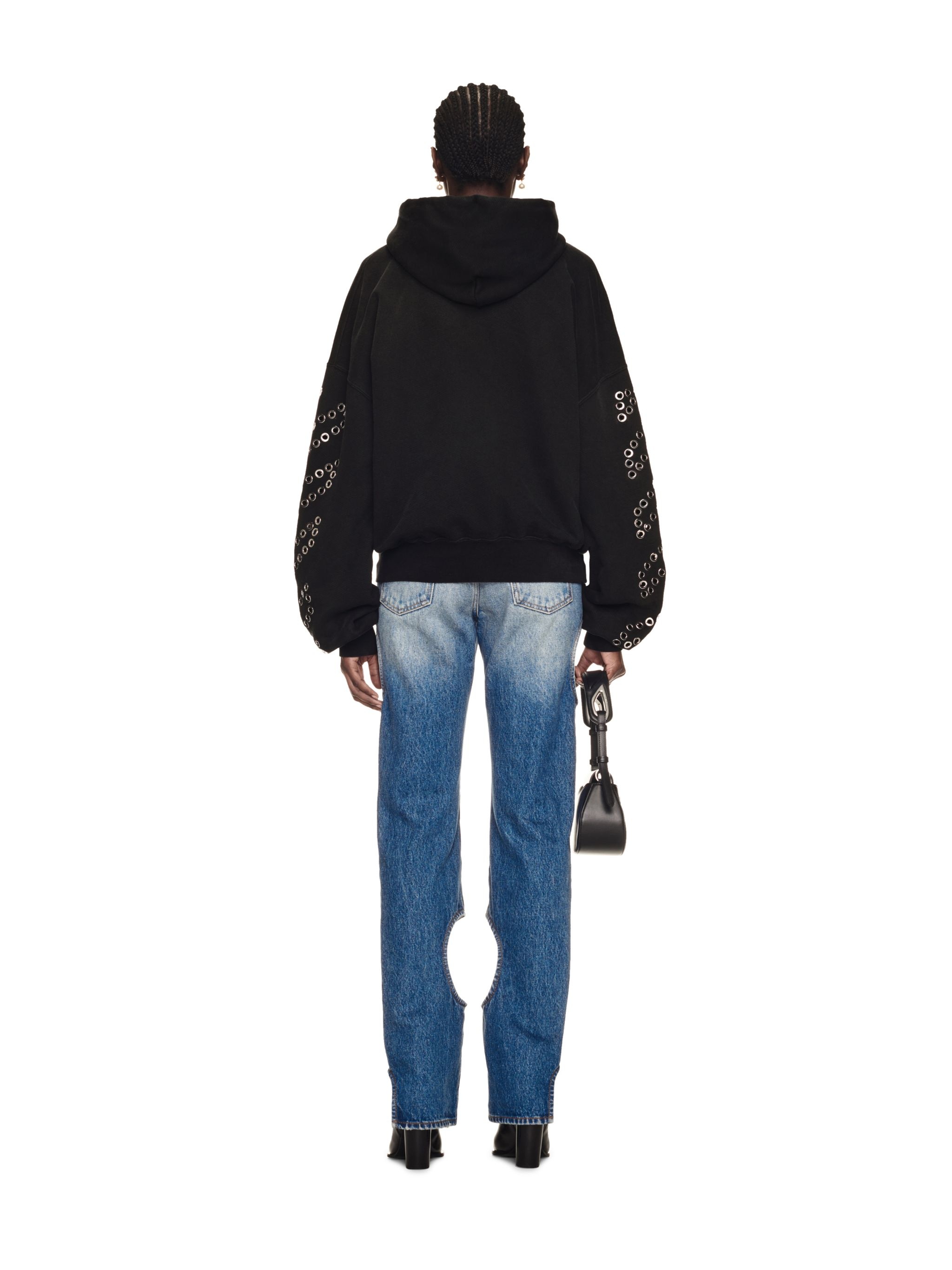 Eyelet Diags Over Hoodie - 4