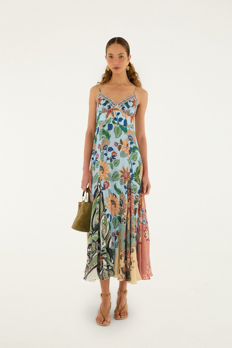 Light Blue Floral Delhi Sleeveless Maxi Dress 1