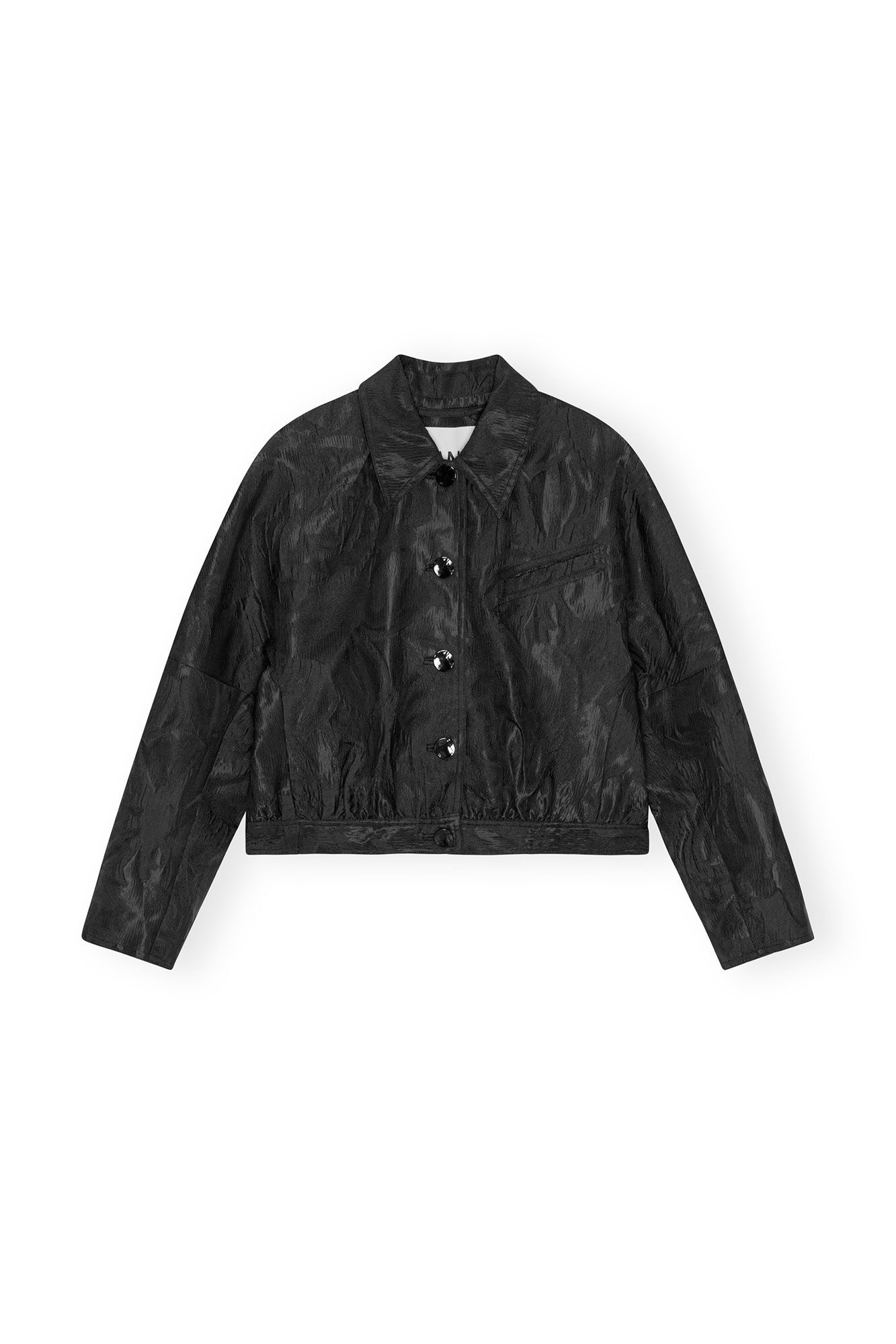 BLACK TEXTURED CLOQUE SHORT JACKET - 1