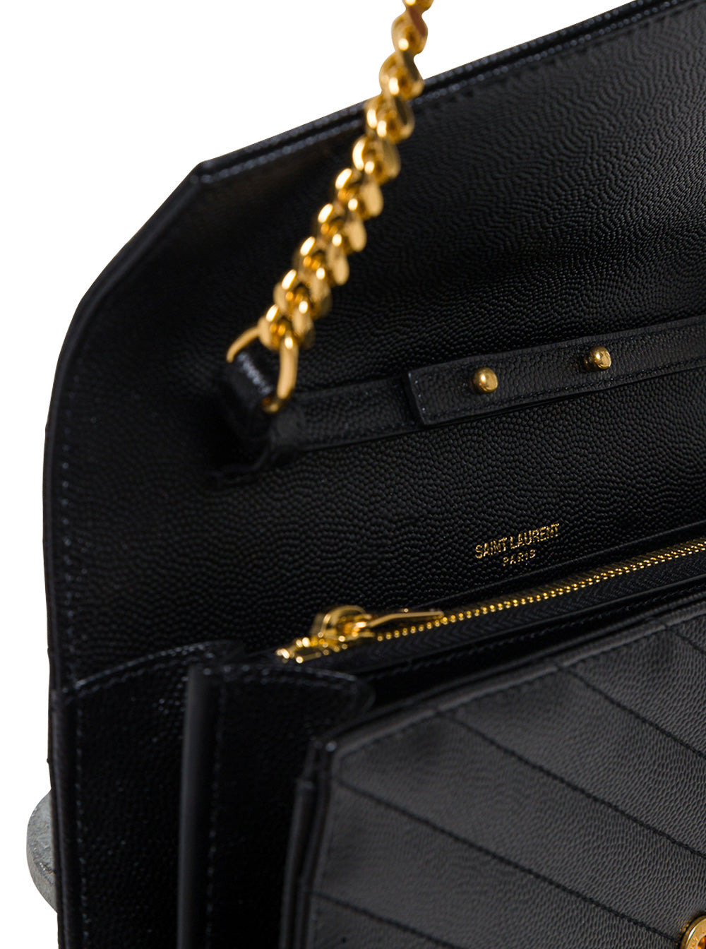 Saint Laurent Women Saint Laurent Woman's Cassandra Black Chevron Leather Crossbody Bag - 3