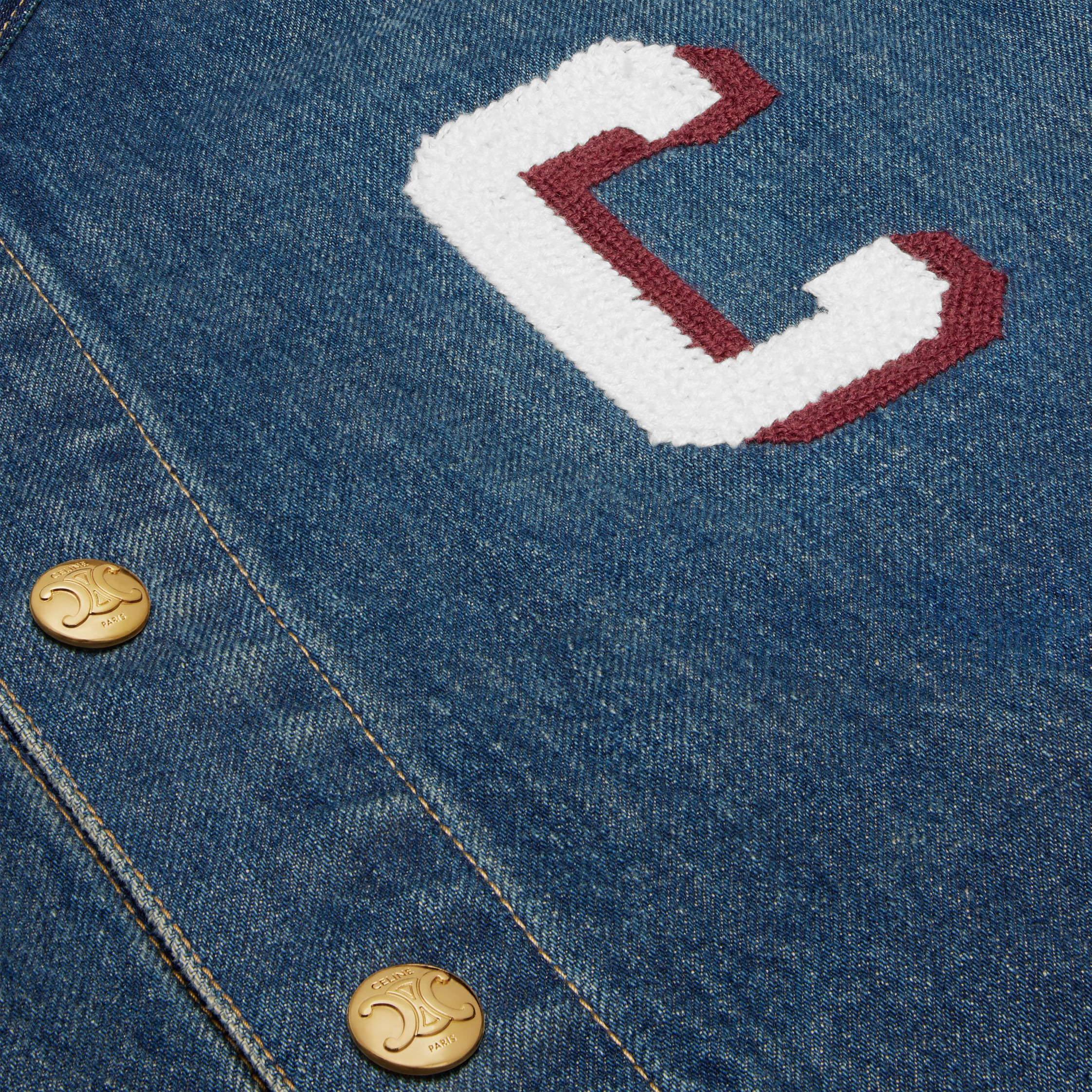 celine paris jacket in dark union wash denim - 4