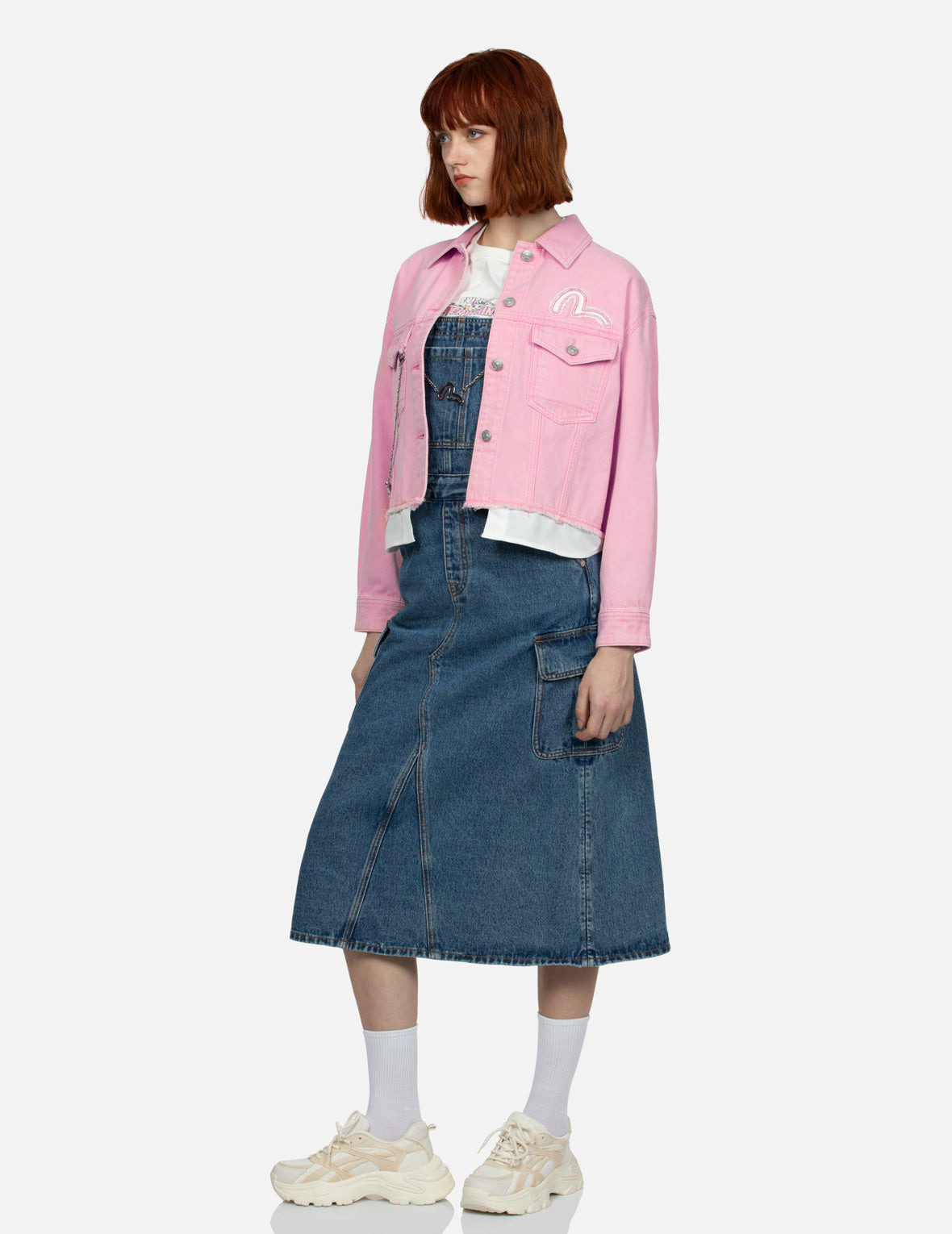 SEAGULL APPLIQUE EMBROIDERY MOCK 2-IN-1 FASHION FIT DENIM JACKET - 3