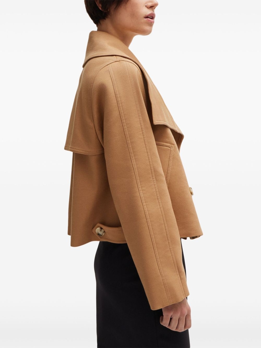 draped-collar cropped jacket - 4