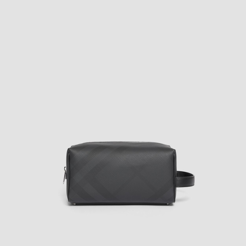 London Check and Leather Travel Pouch 1