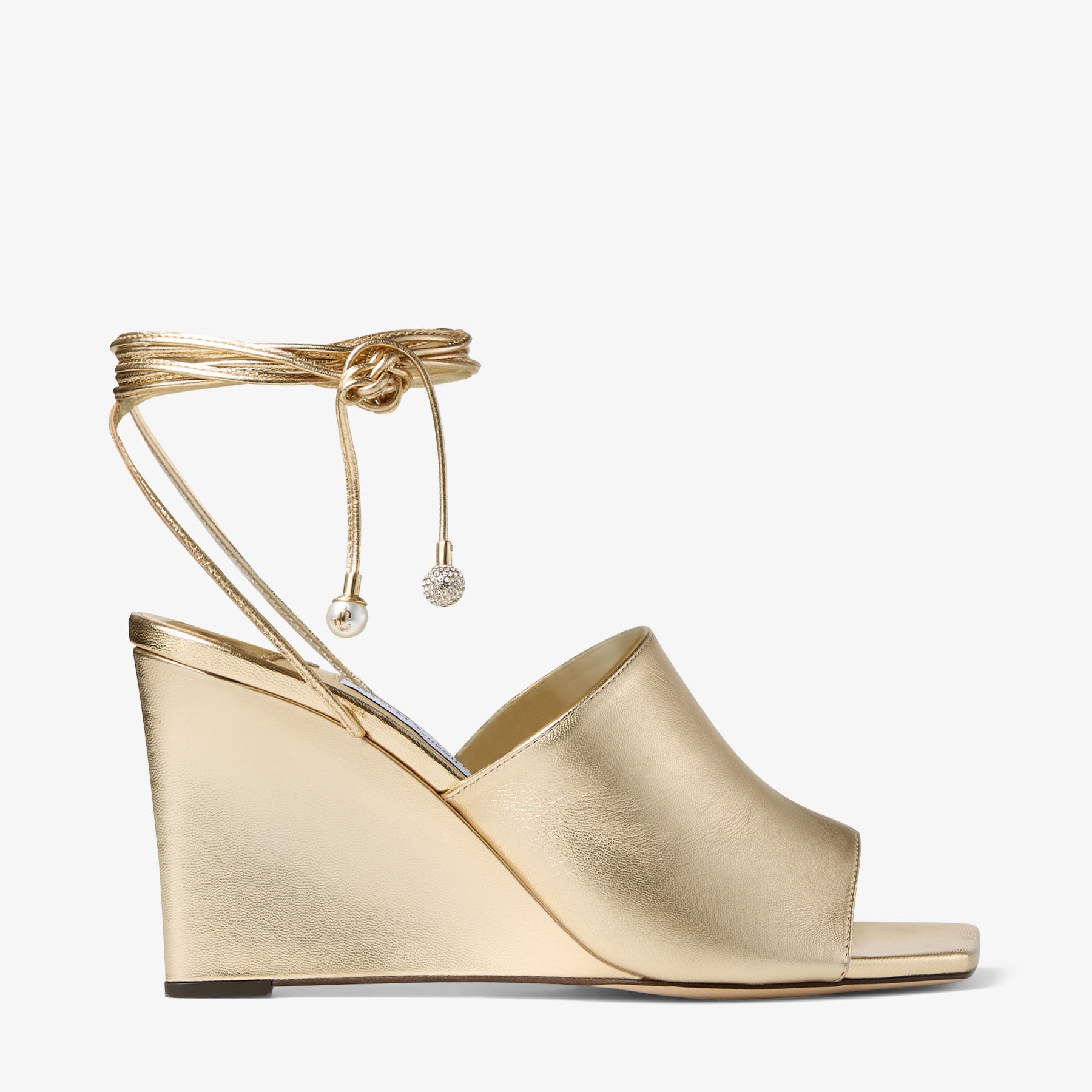 Elyna 85
Gold Metallic Nappa Wedge Sandals - 1