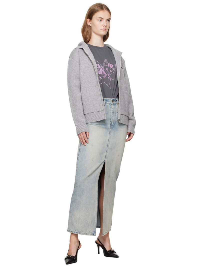 We11done Blue Washed Denim Maxi Skirt outlook