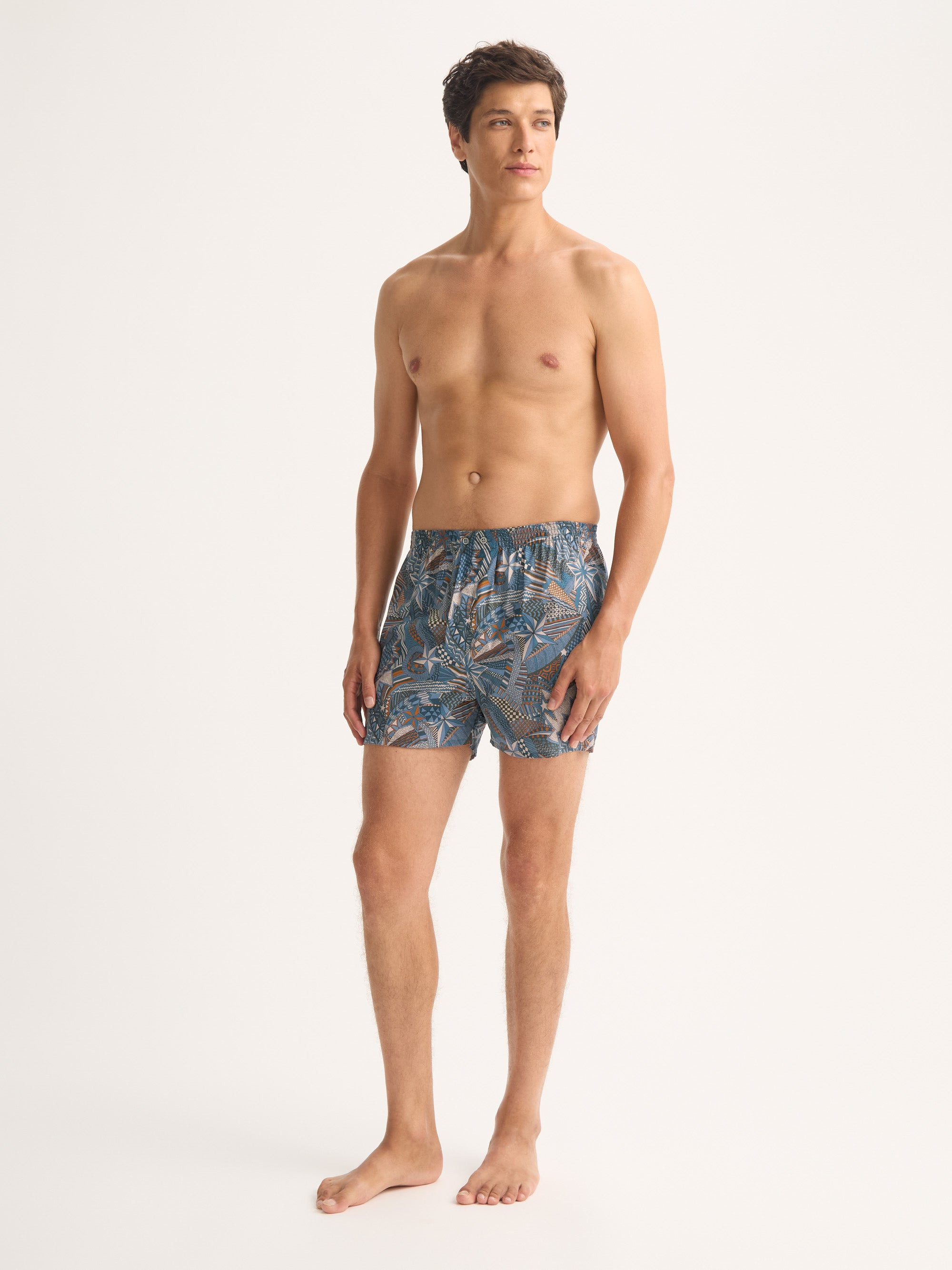 Men's Classic Fit Boxers Cotton Batiste Blue Multicolor Celebration Print - 2