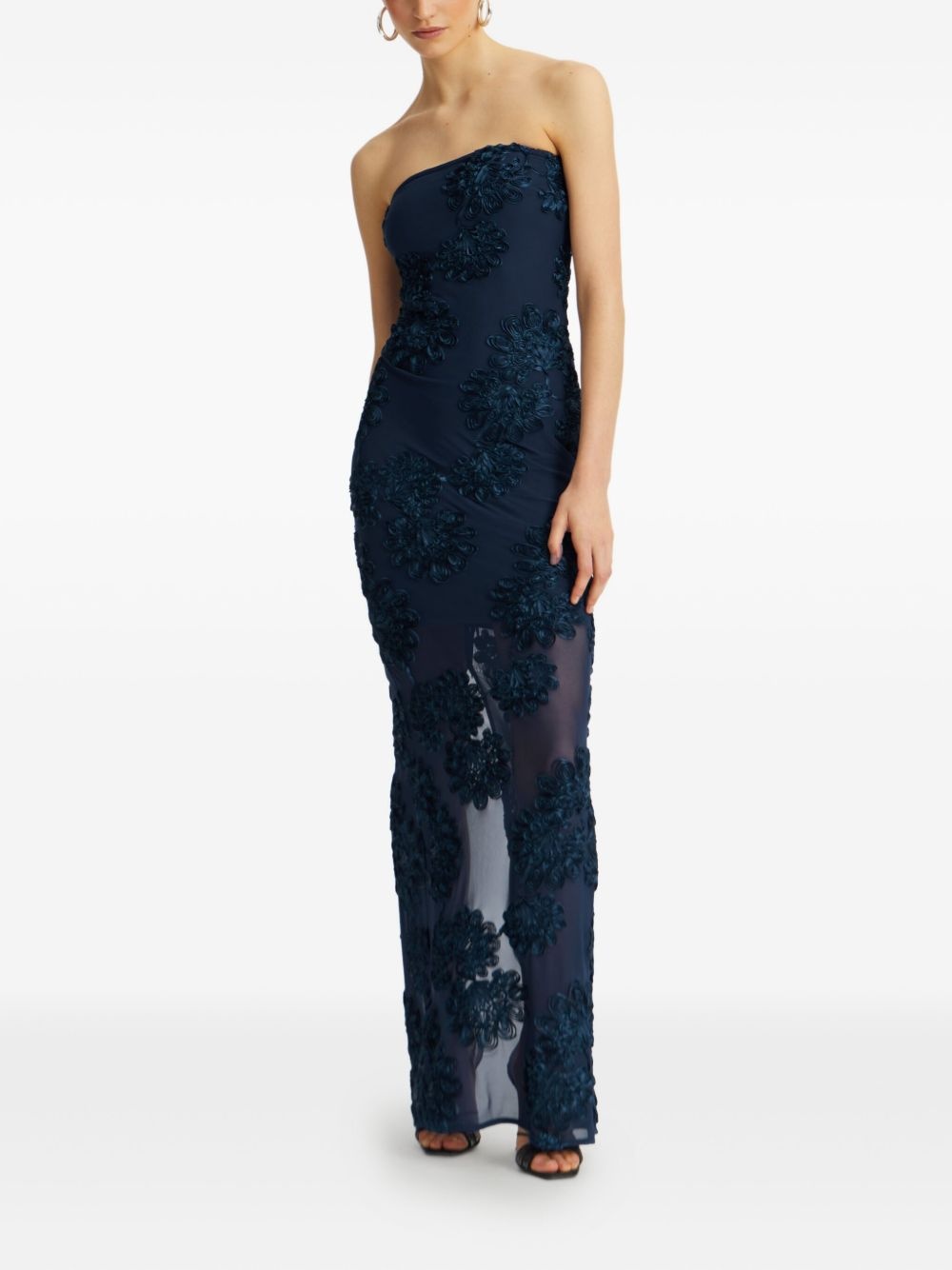 floral-mesh maxi dress - 2