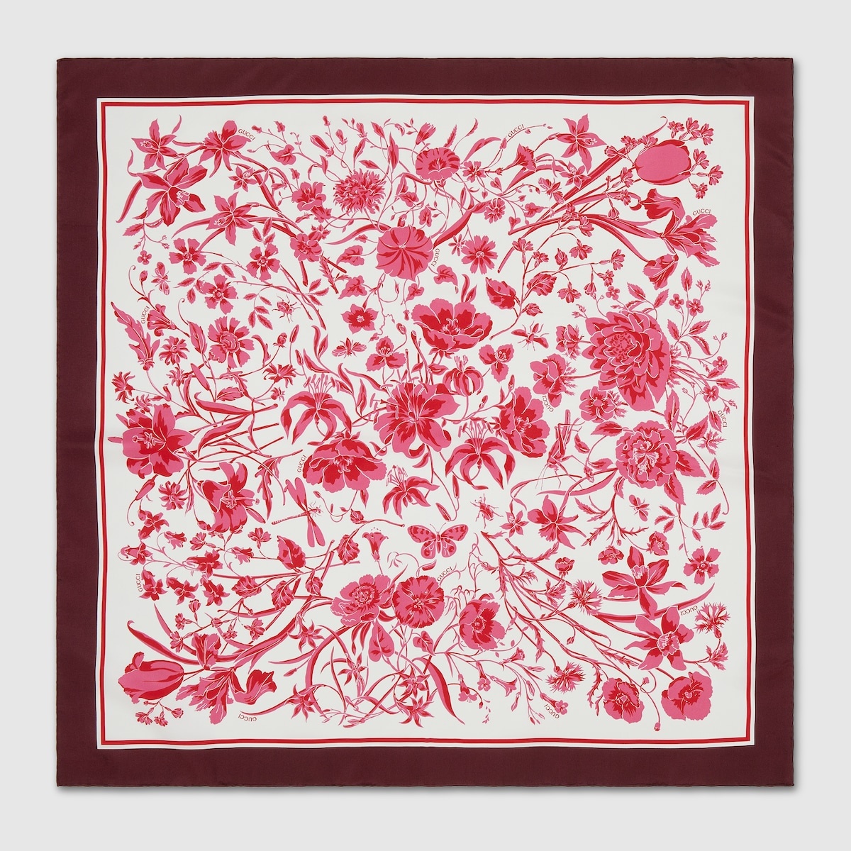 Floral print silk scarf - 1