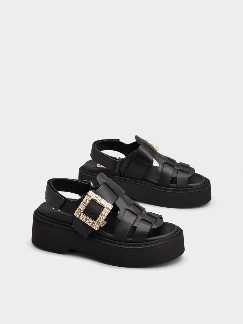 Roger Vivier Viv' Rangers Sandals in leather outlook