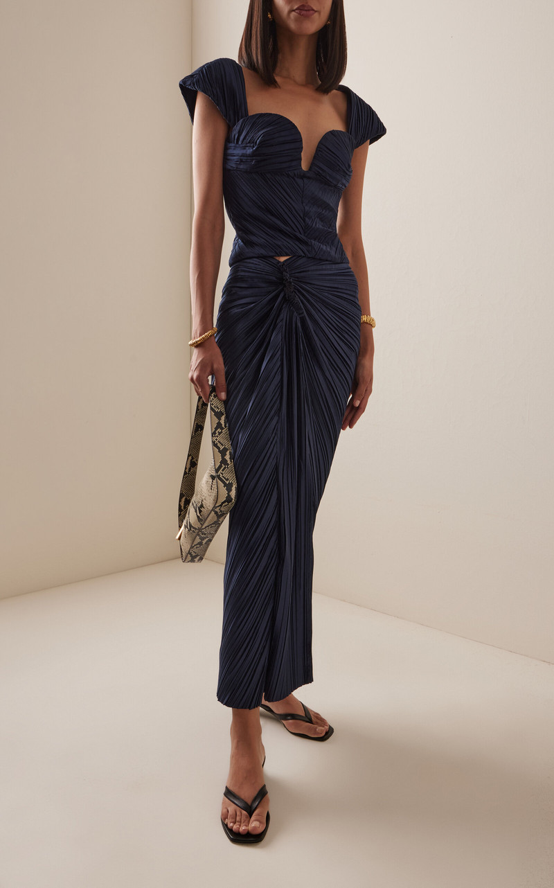 Cult Gaia Sonoma Plisse Maxi Skirt blue outlook
